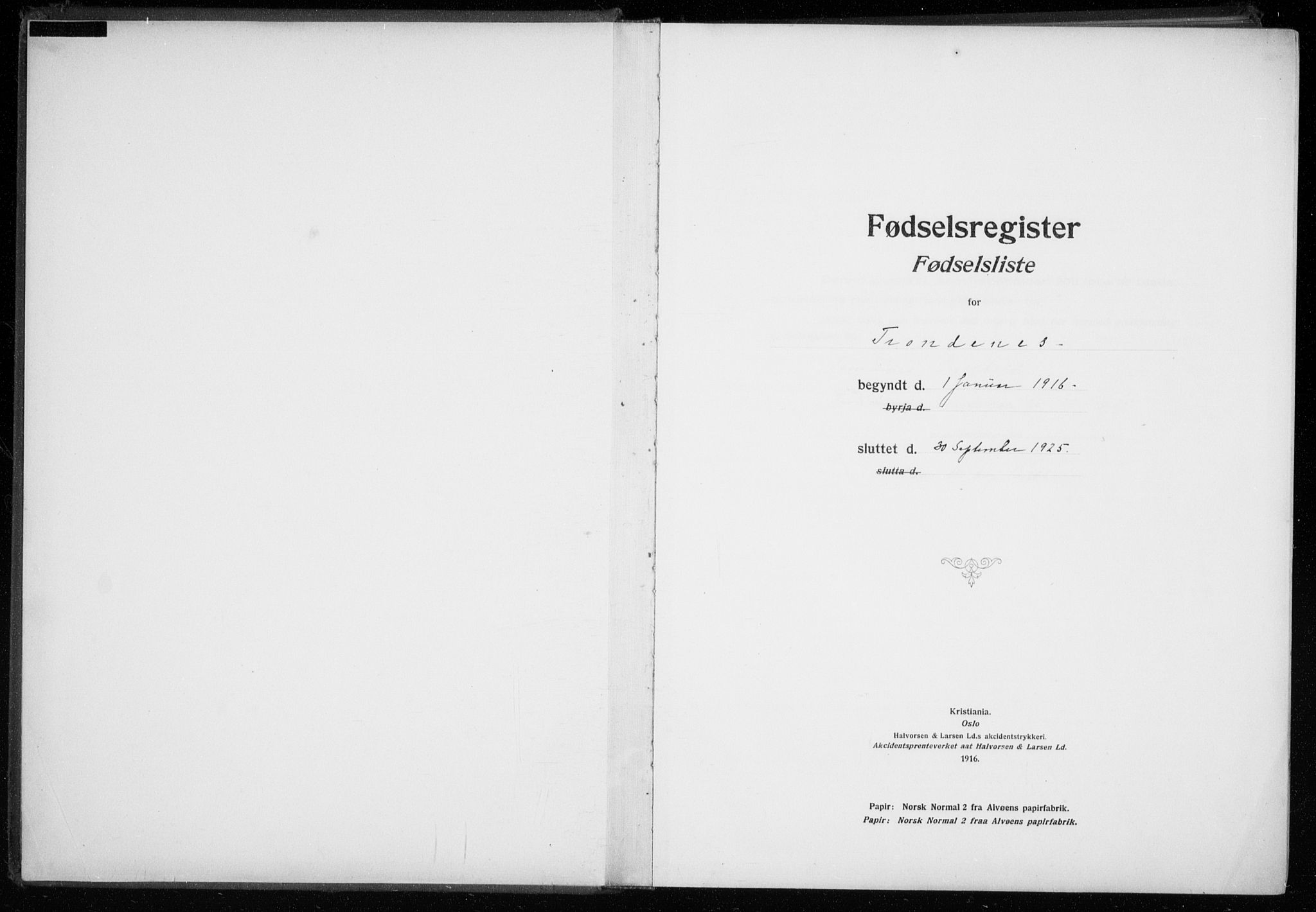 Trondenes sokneprestkontor, SATØ/S-1319/I/Ia/L0089: Birth register no. 89, 1916-1925