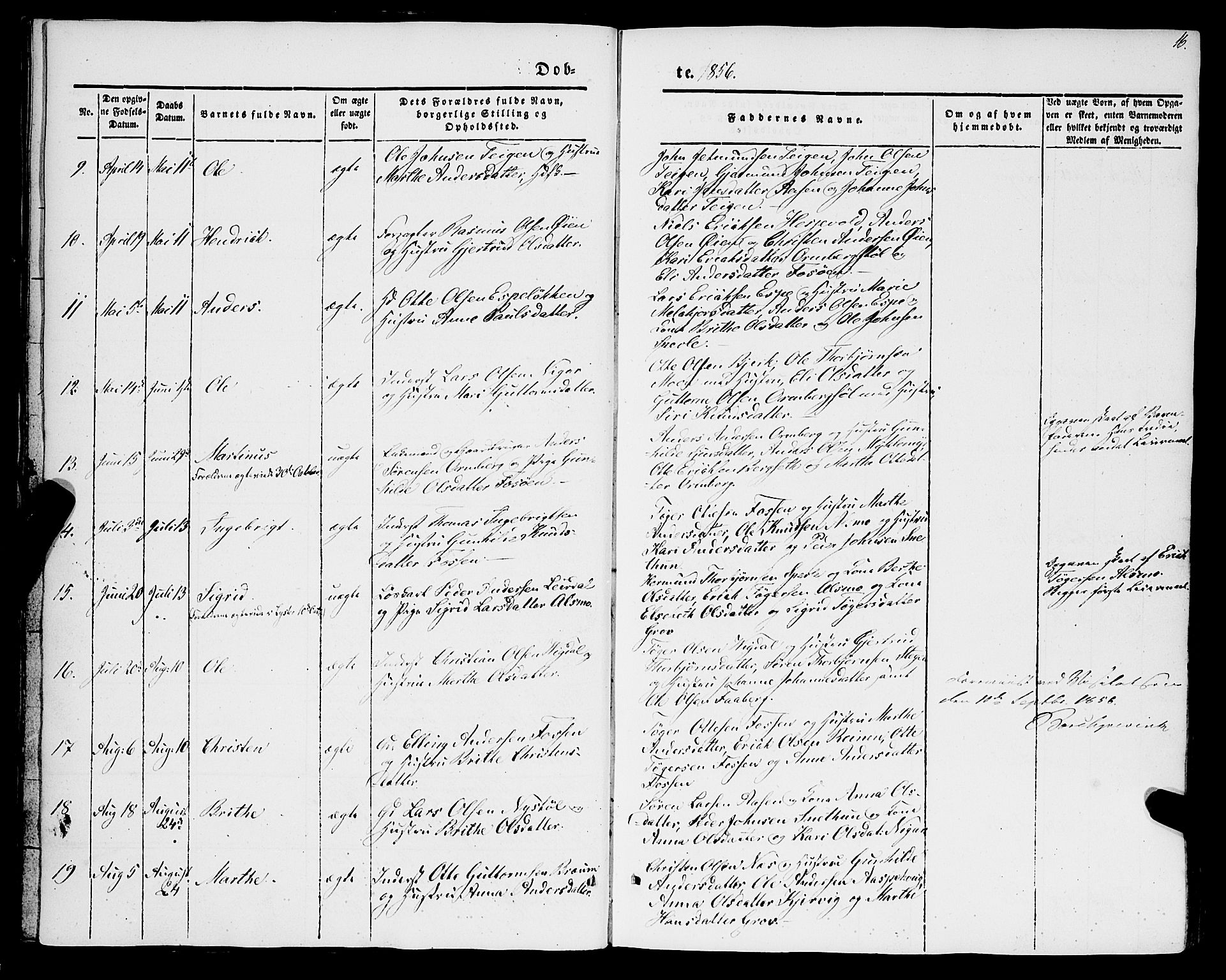 Jostedal sokneprestembete, AV/SAB-A-80601/H/Haa/Haaa/L0005: Parish register (official) no. A 5, 1849-1877, p. 16