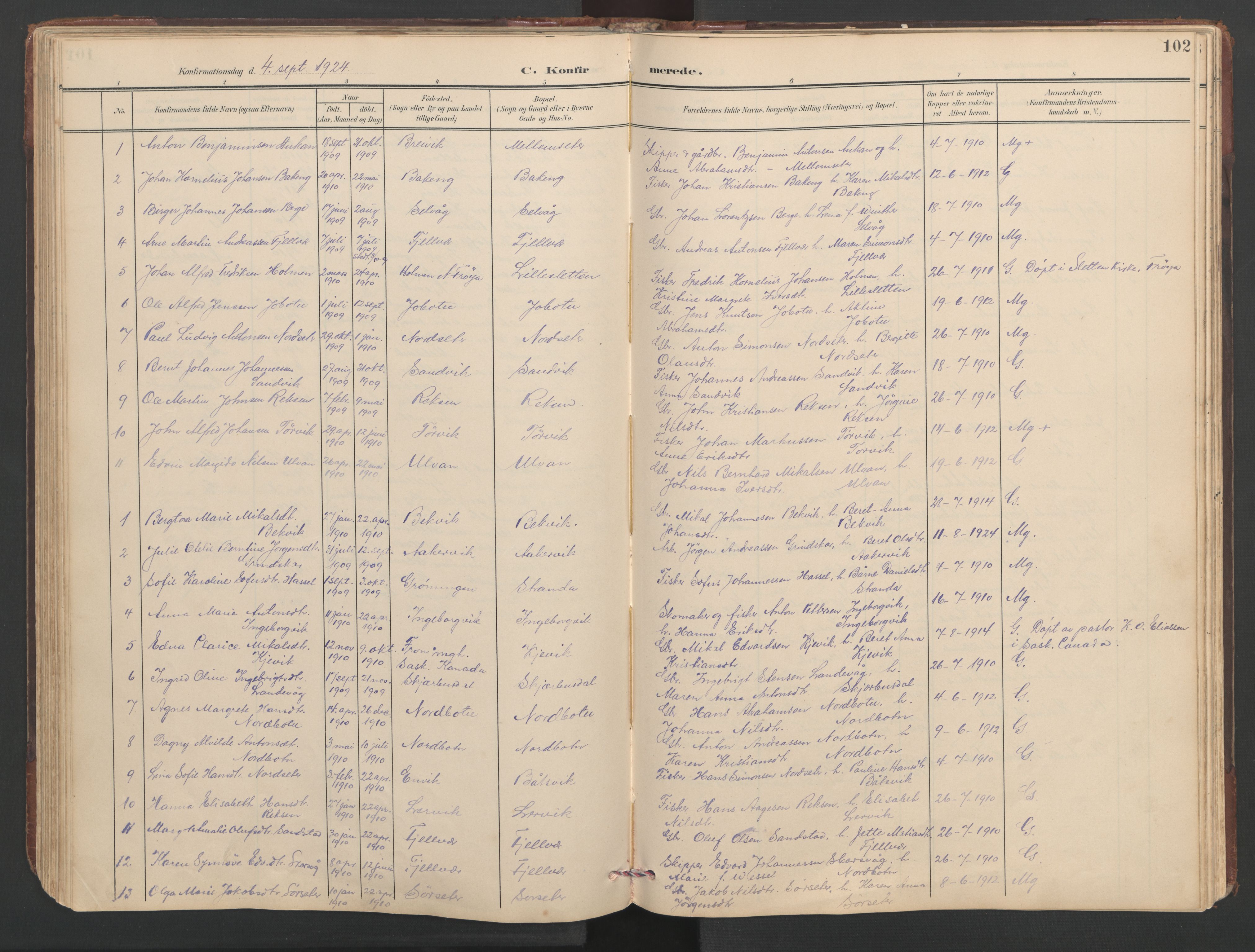 Ministerialprotokoller, klokkerbøker og fødselsregistre - Sør-Trøndelag, SAT/A-1456/638/L0571: Parish register (copy) no. 638C03, 1901-1930, p. 102