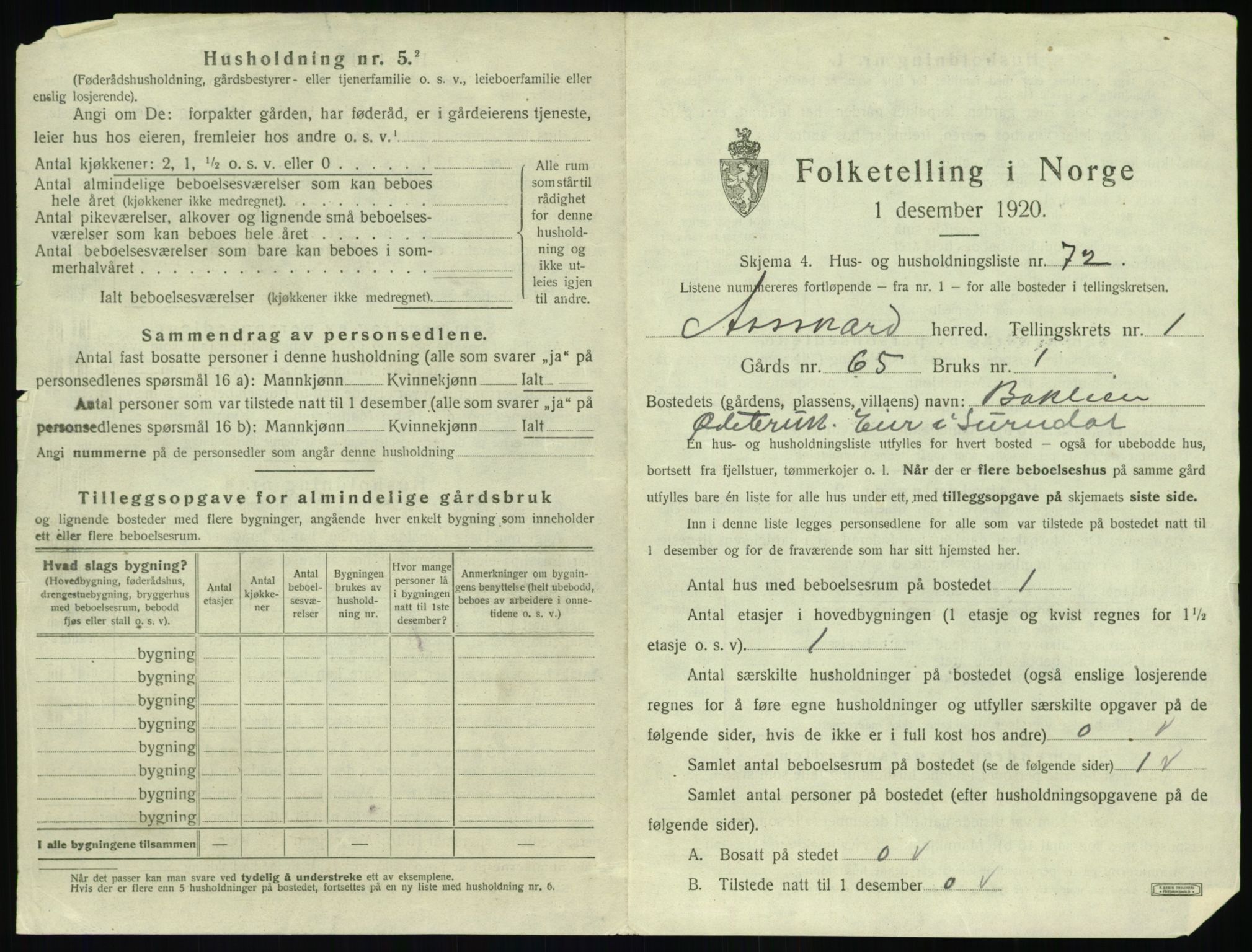 SAT, 1920 census for Åsskard, 1920, p. 163