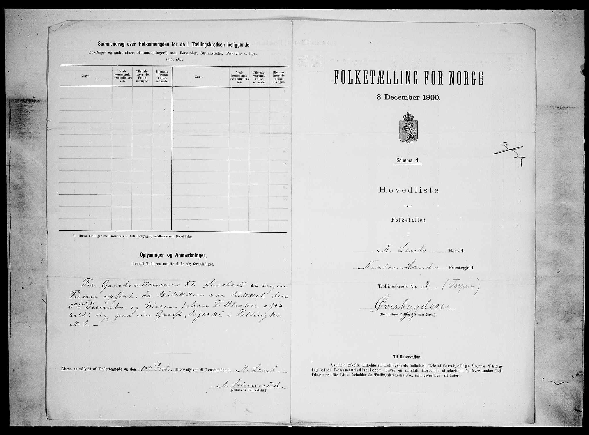 SAH, 1900 census for Nordre Land, 1900, p. 22