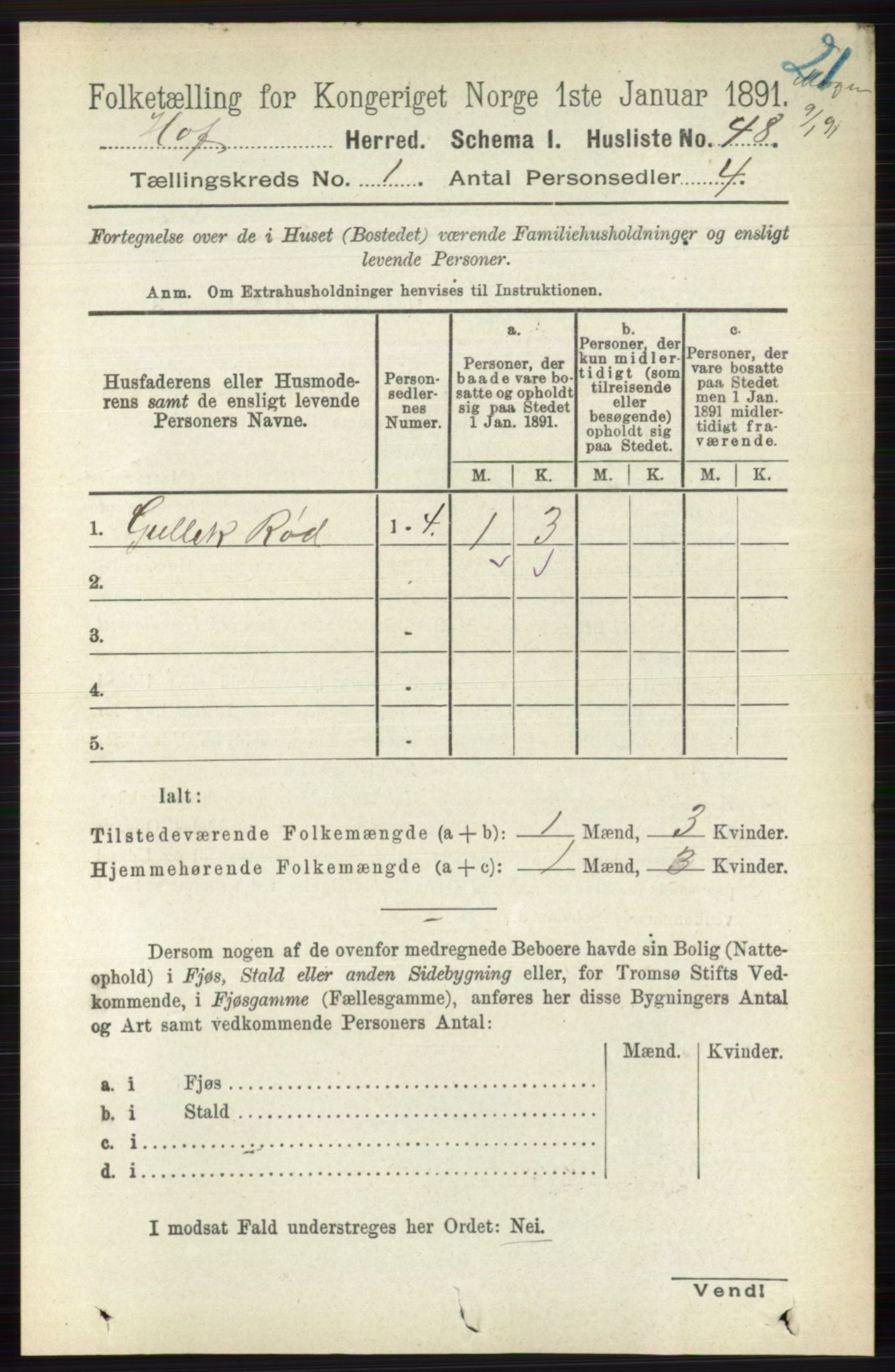 RA, 1891 census for 0714 Hof, 1891, p. 69