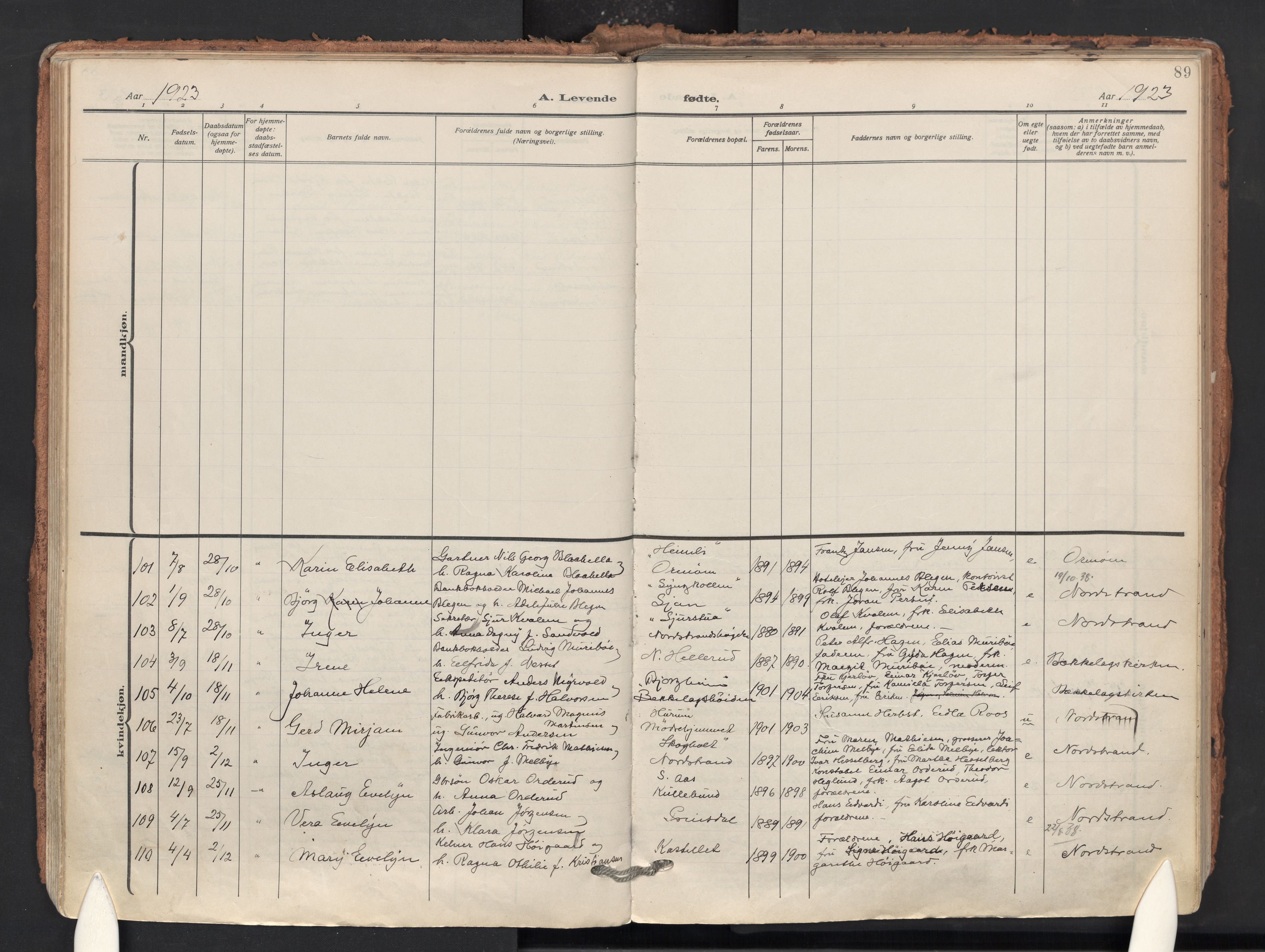 Nordstrand prestekontor Kirkebøker, AV/SAO-A-10362a/F/Fa/L0002: Parish register (official) no. 2, 1914-1929, p. 89