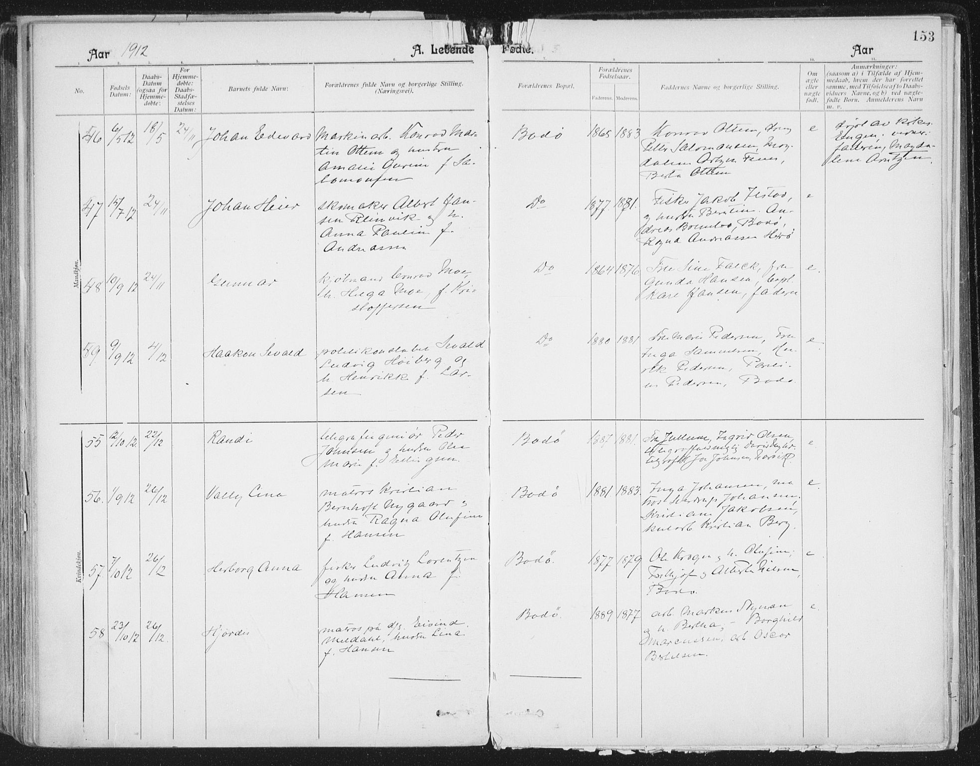 Ministerialprotokoller, klokkerbøker og fødselsregistre - Nordland, AV/SAT-A-1459/801/L0011: Parish register (official) no. 801A11, 1900-1916, p. 153