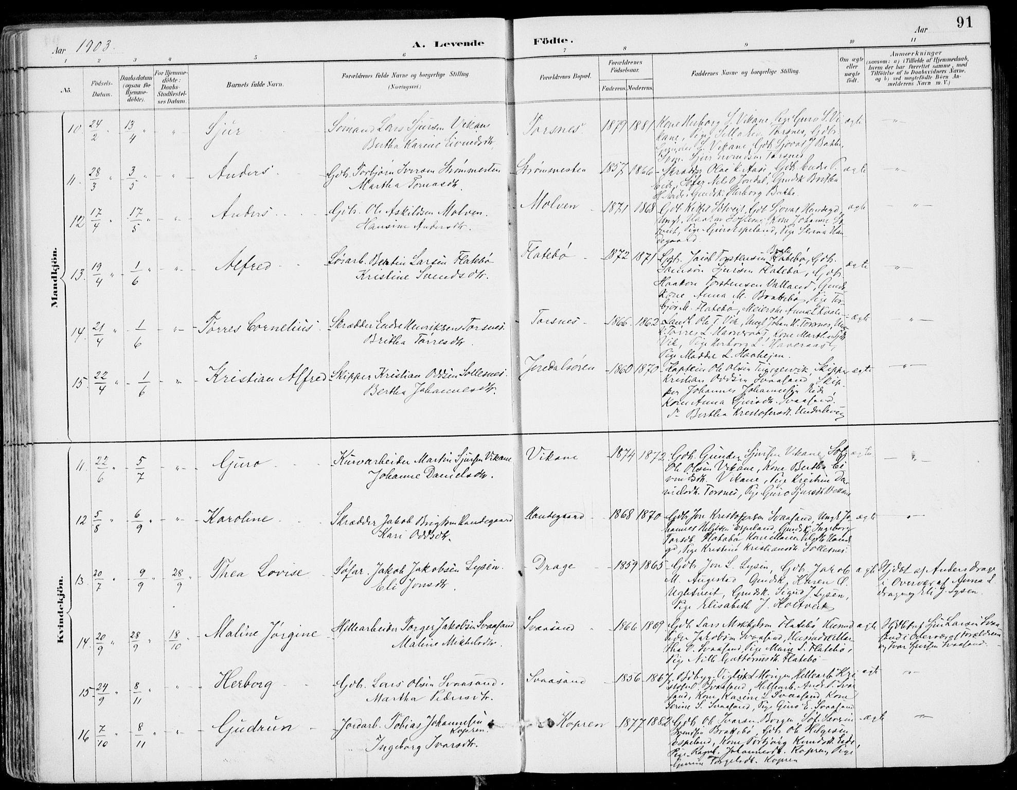 Strandebarm sokneprestembete, AV/SAB-A-78401/H/Haa: Parish register (official) no. E  1, 1886-1908, p. 91