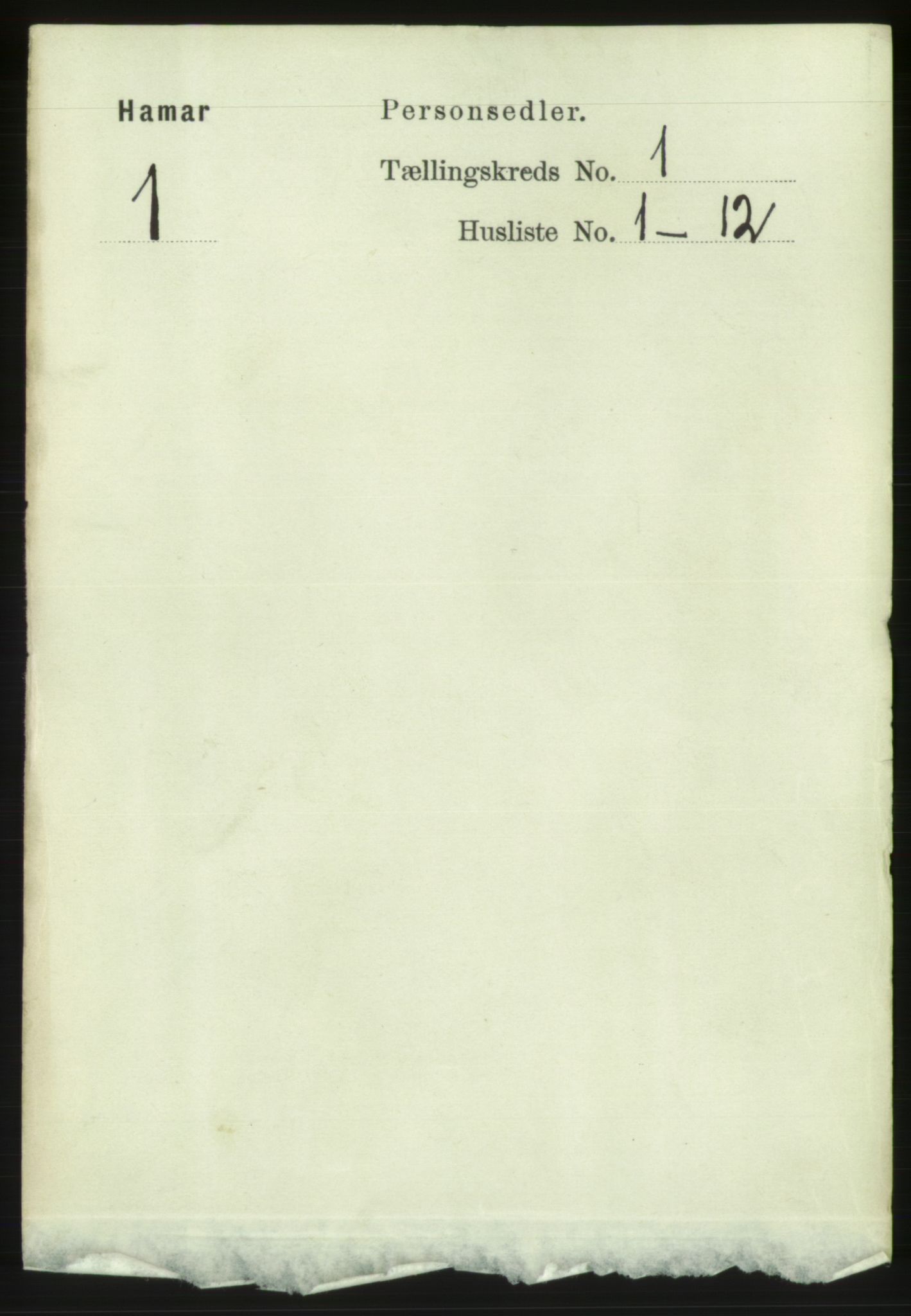 RA, 1891 census for 0401 Hamar, 1891, p. 19