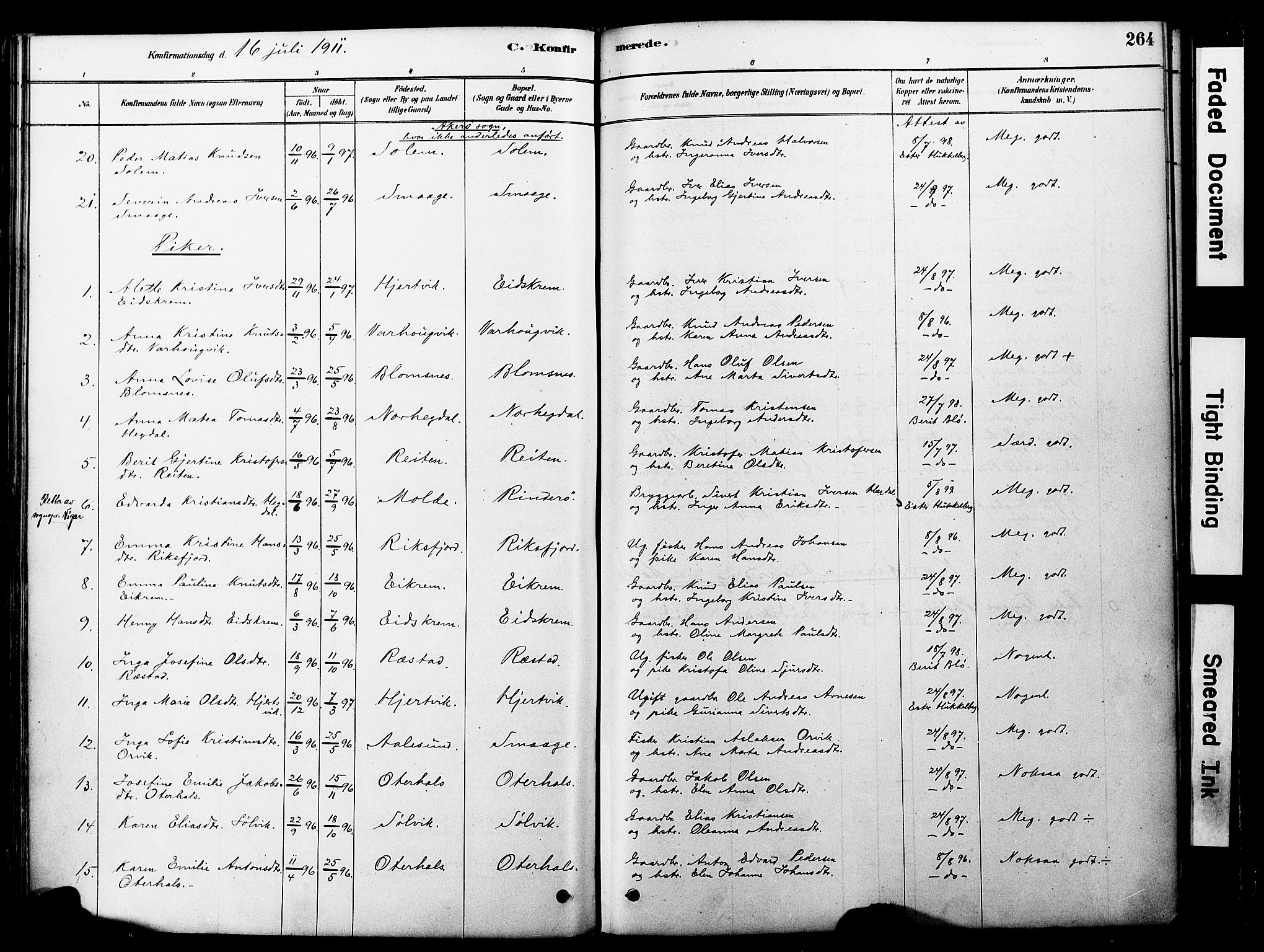 Ministerialprotokoller, klokkerbøker og fødselsregistre - Møre og Romsdal, SAT/A-1454/560/L0721: Parish register (official) no. 560A05, 1878-1917, p. 264