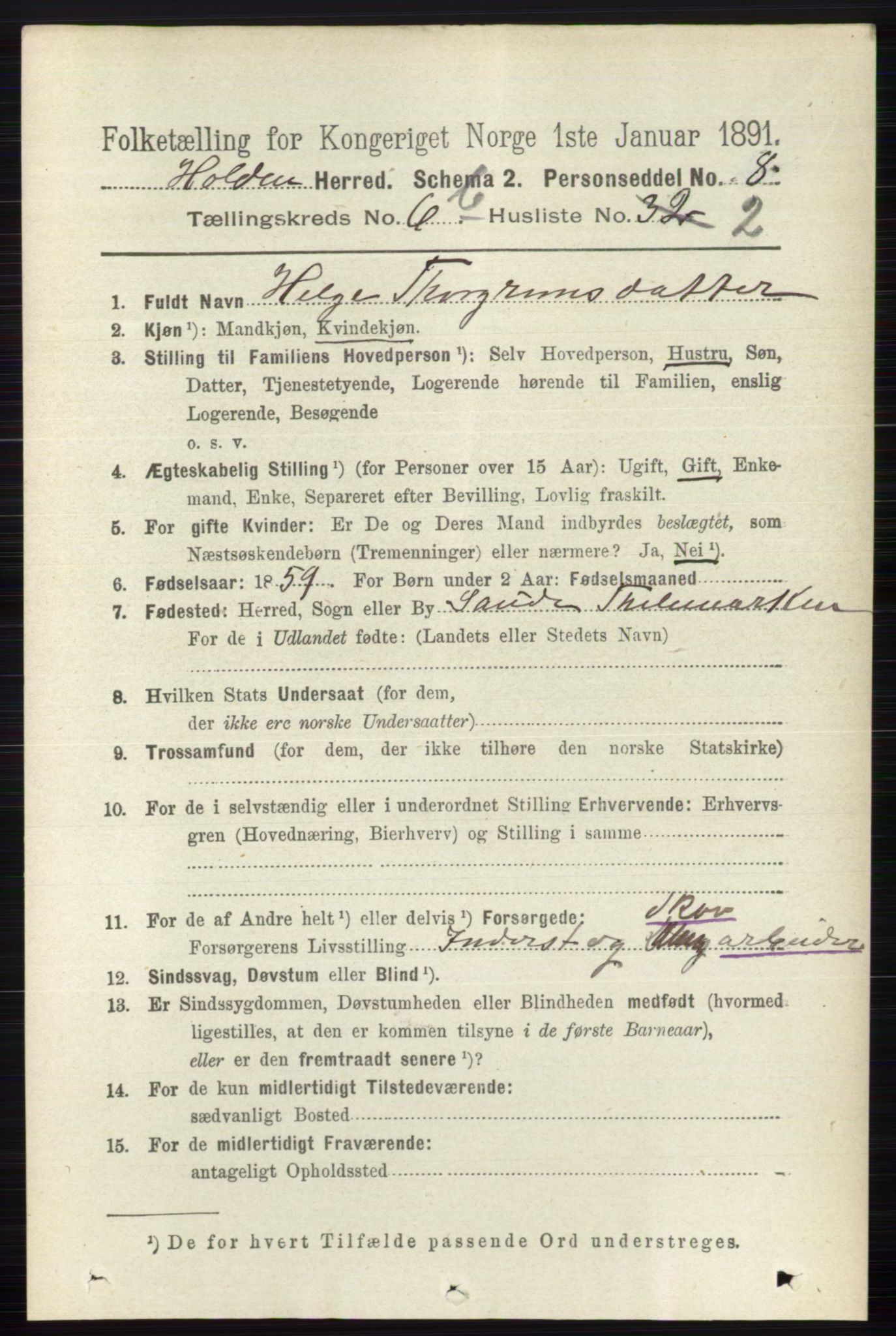 RA, 1891 census for 0819 Holla, 1891, p. 3183