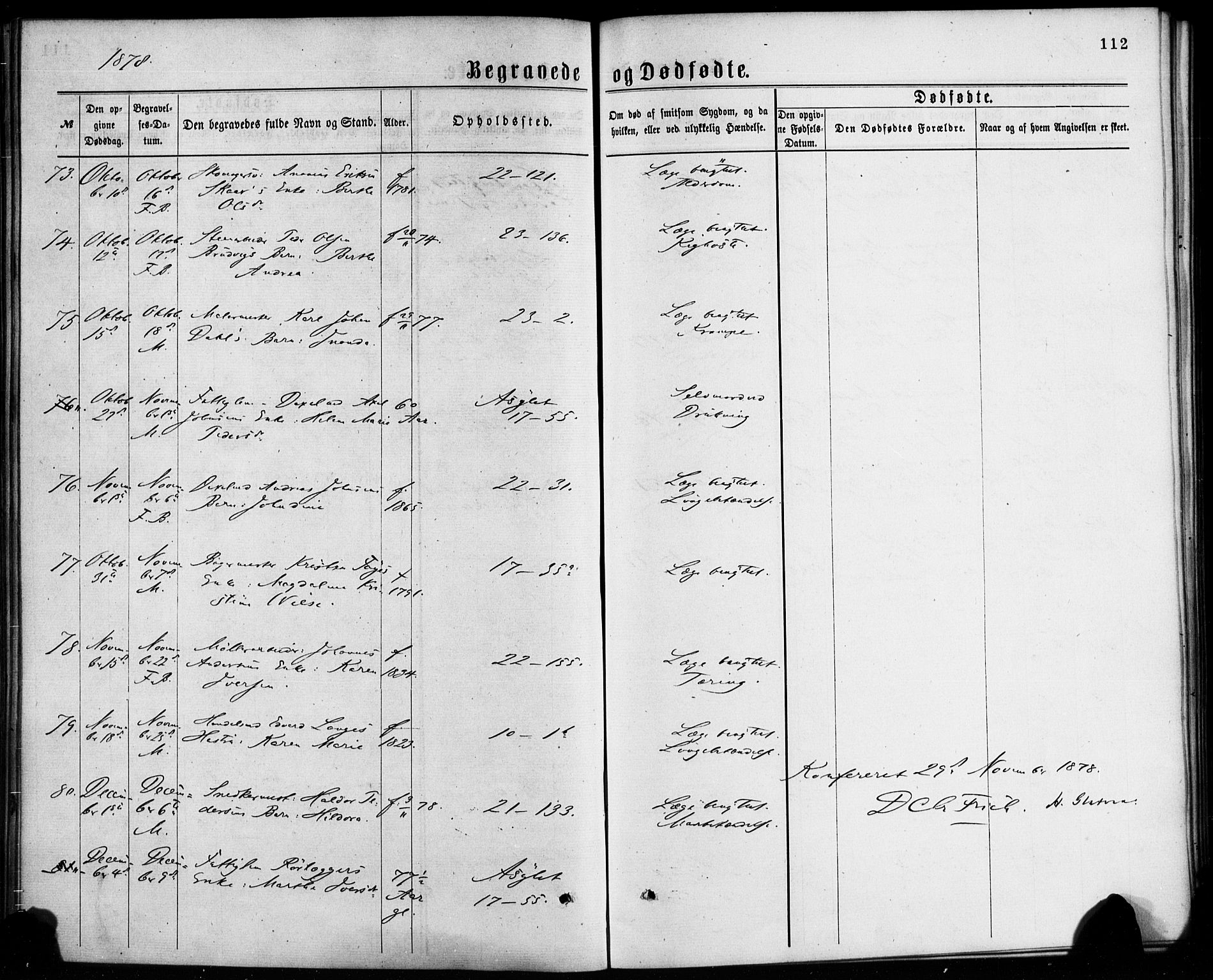 Korskirken sokneprestembete, SAB/A-76101/H/Haa/L0046: Parish register (official) no. E 4, 1875-1883, p. 112
