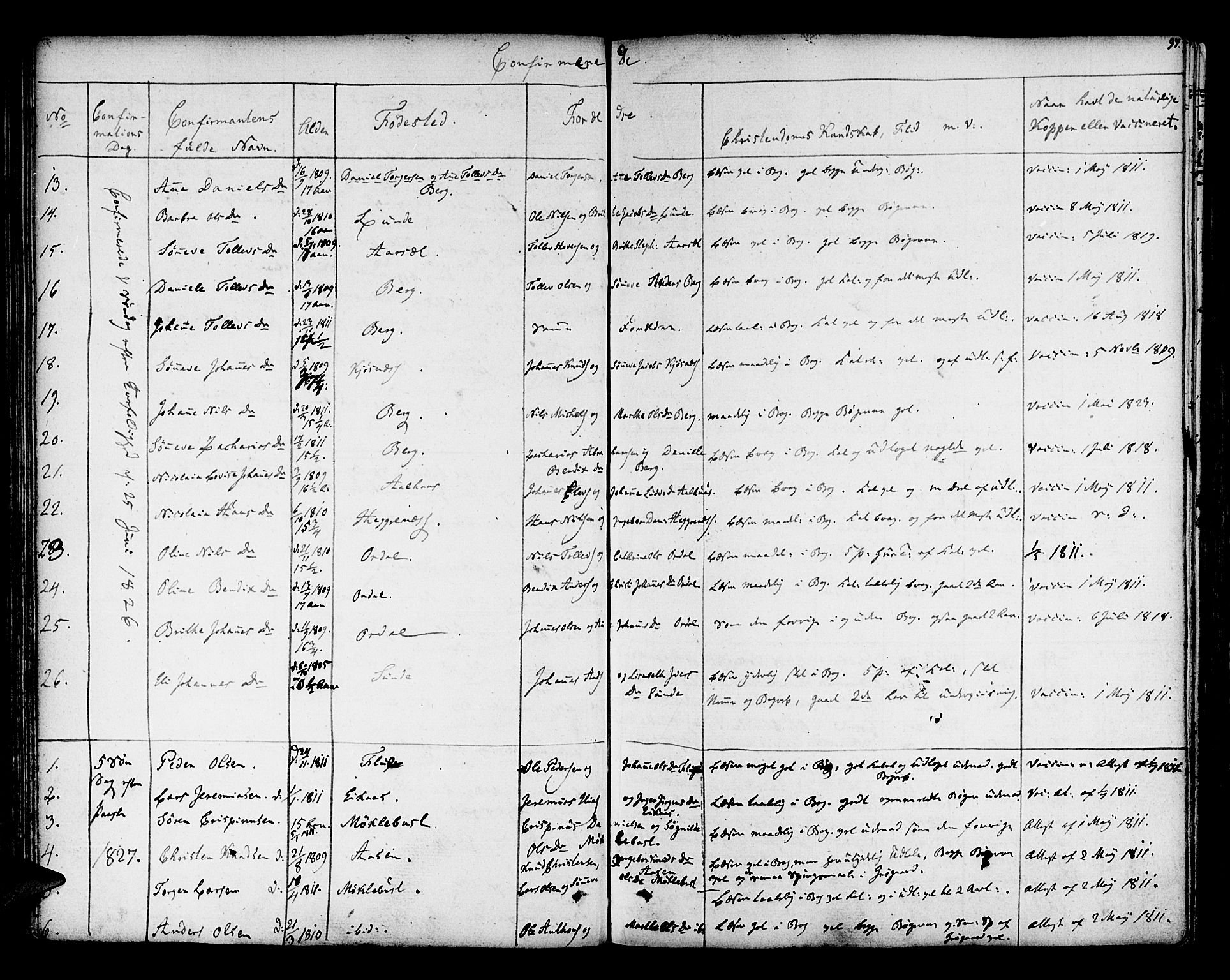 Jølster sokneprestembete, AV/SAB-A-80701/H/Haa/Haaa/L0008: Parish register (official) no. A 8, 1821-1833, p. 97