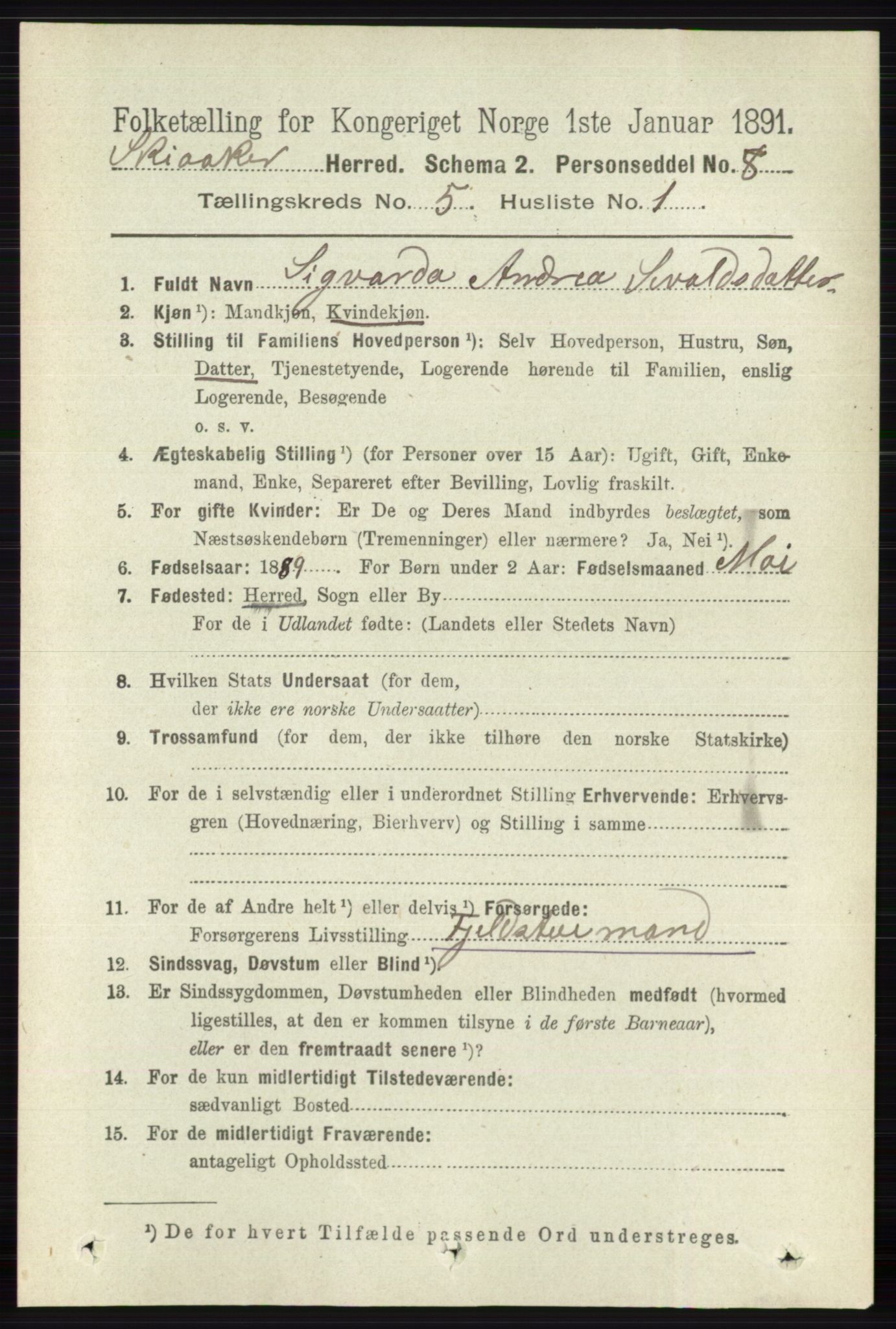 RA, 1891 census for 0513 Skjåk, 1891, p. 1623