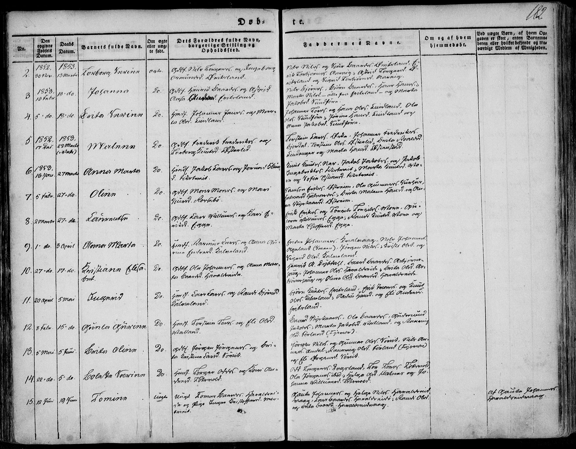 Skjold sokneprestkontor, SAST/A-101847/H/Ha/Haa/L0006: Parish register (official) no. A 6.1, 1835-1858, p. 182