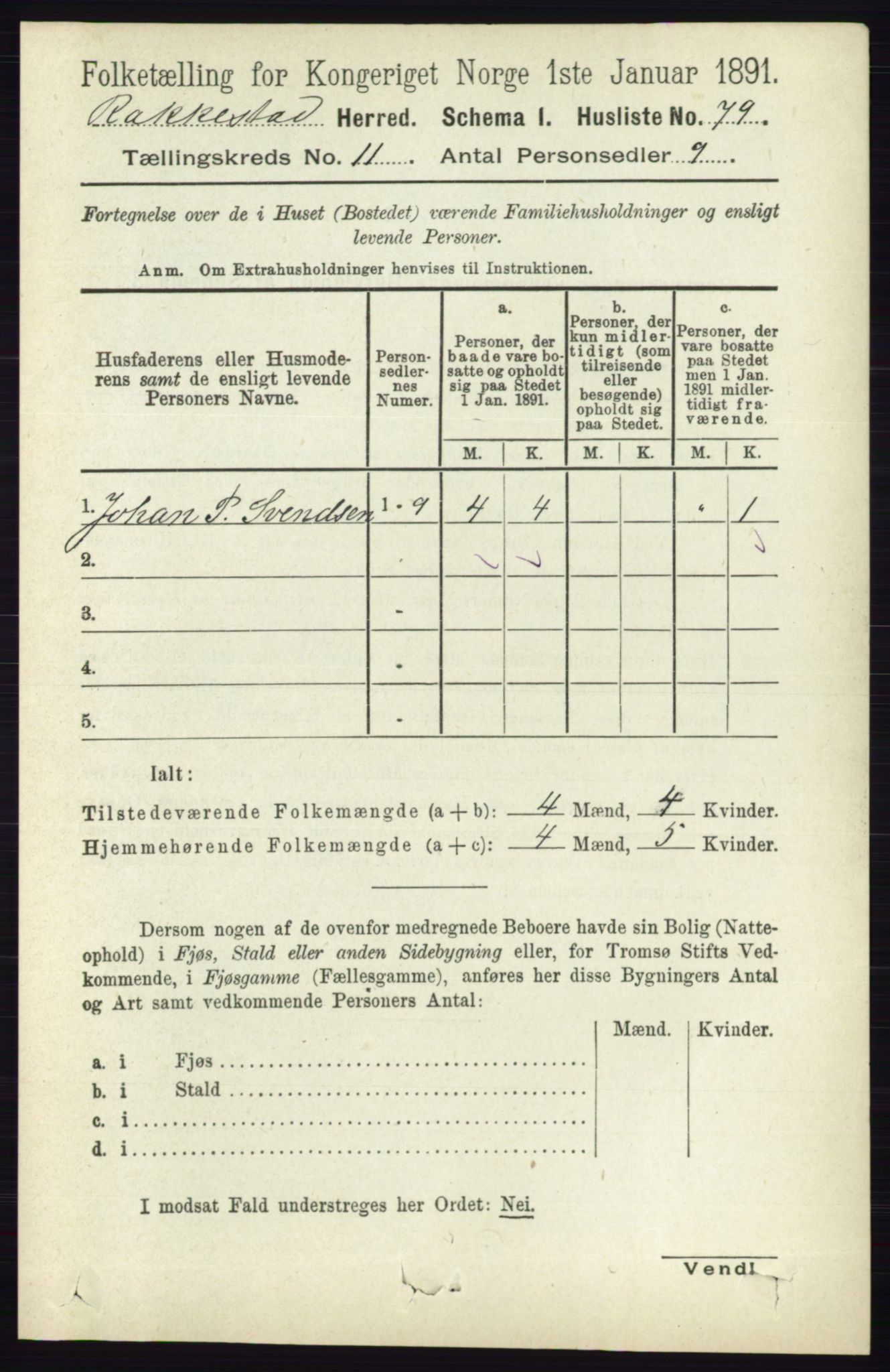 RA, 1891 census for 0128 Rakkestad, 1891, p. 5157