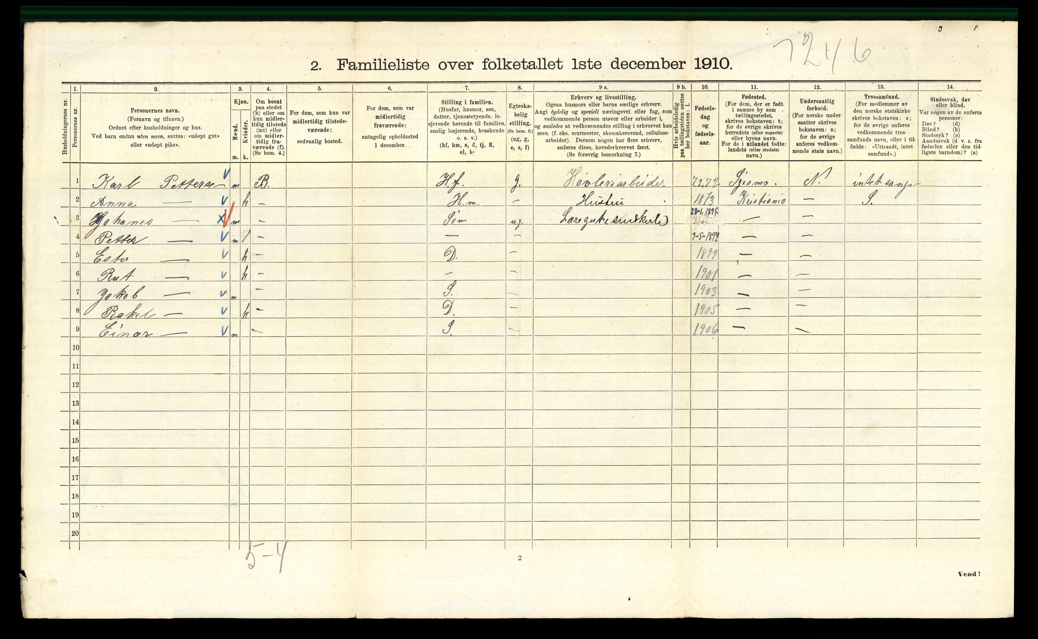 RA, 1910 census for Kristiania, 1910, p. 19966