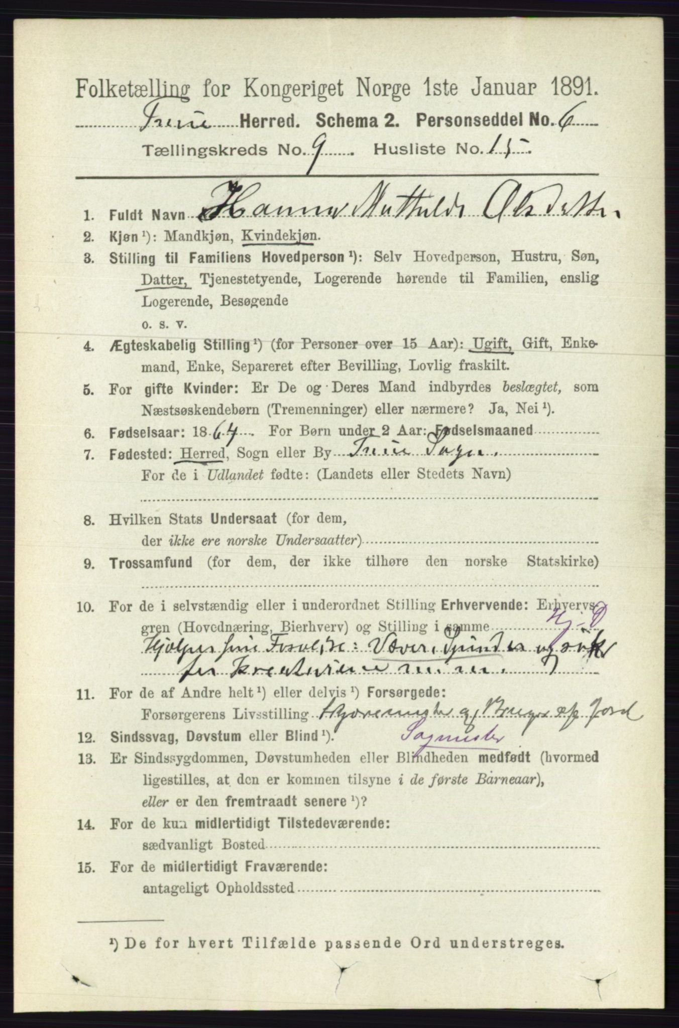 RA, 1891 census for 0130 Tune, 1891, p. 6299