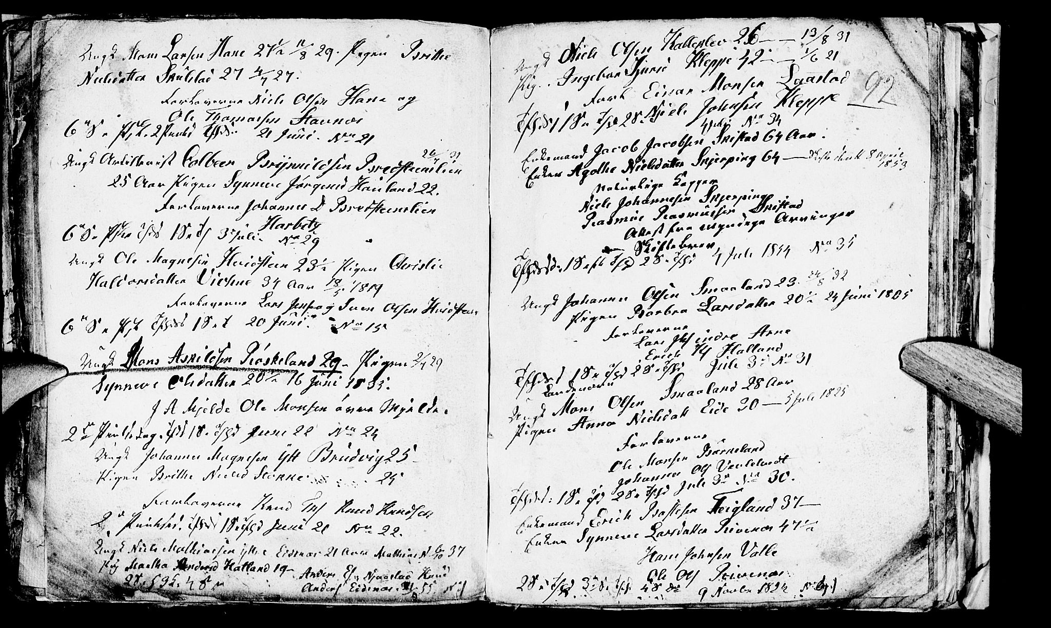 Haus sokneprestembete, AV/SAB-A-75601/H/Hab: Parish register (copy) no. A 1, 1830-1855, p. 92