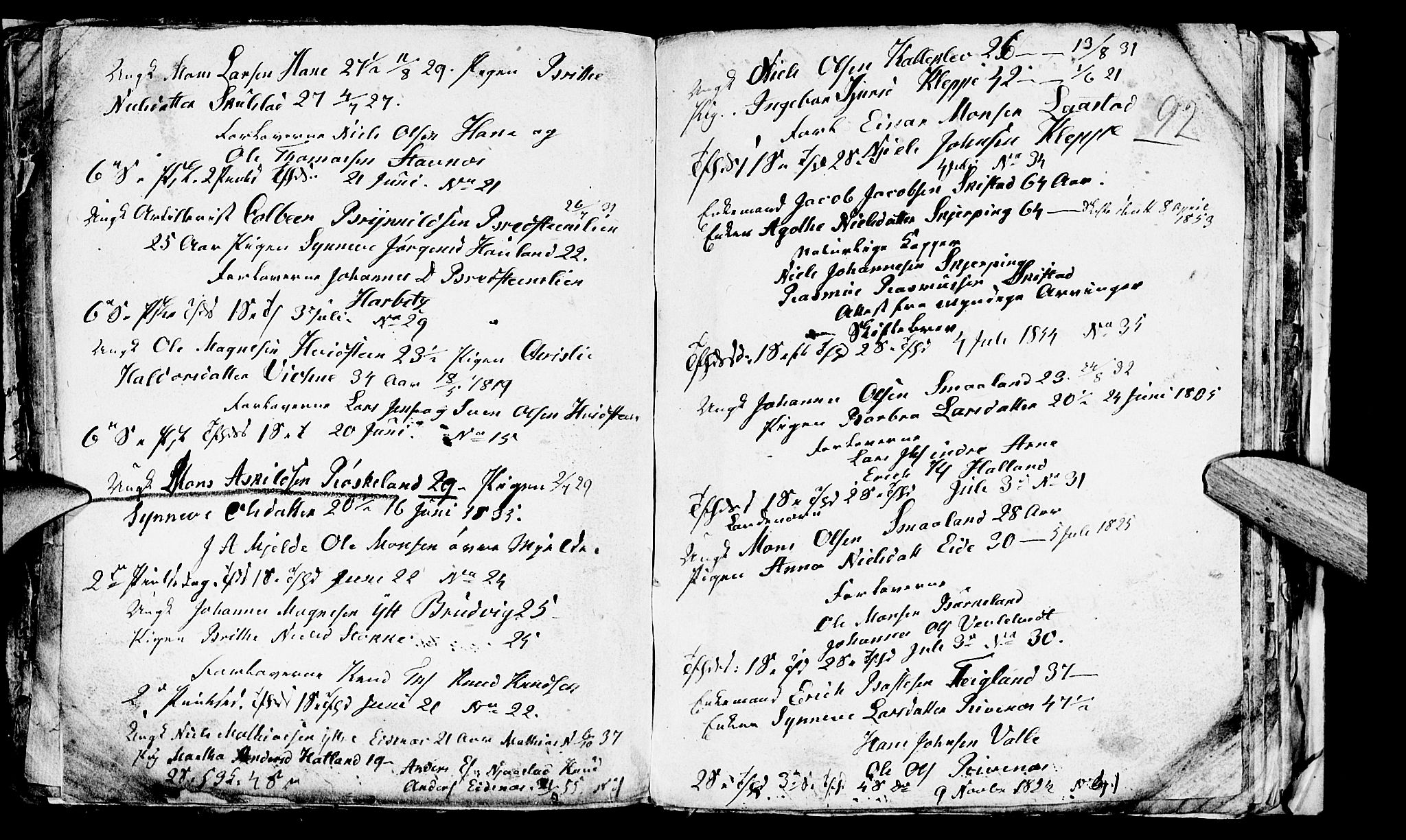 Haus sokneprestembete, SAB/A-75601/H/Hab: Parish register (copy) no. A 1, 1830-1855, p. 92