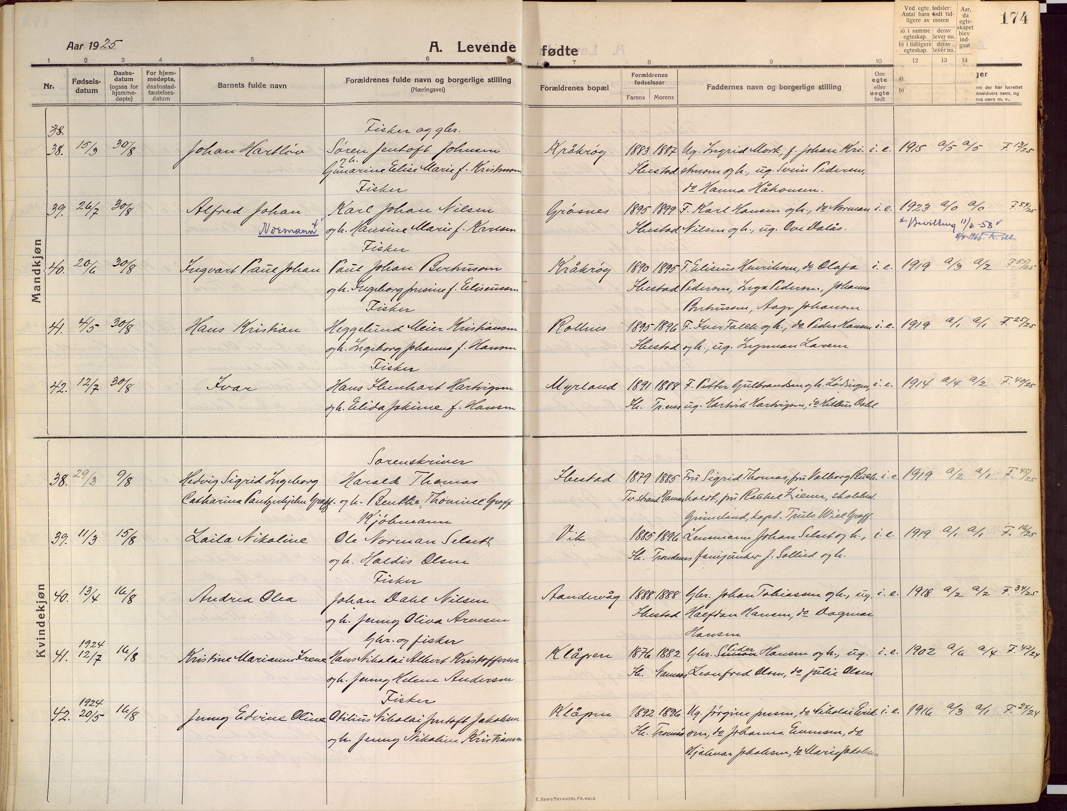 Ibestad sokneprestembete, AV/SATØ-S-0077/H/Ha/Haa/L0018kirke: Parish register (official) no. 18, 1915-1929, p. 174