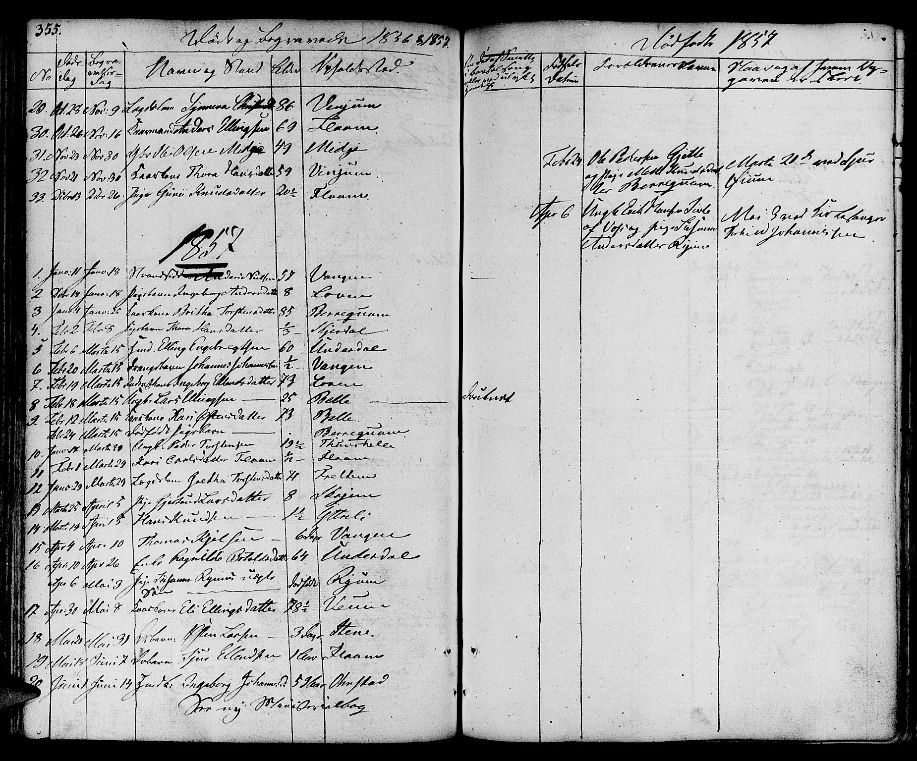 Aurland sokneprestembete, SAB/A-99937/H/Ha/Haa/L0006: Parish register (official) no. A 6, 1821-1859, p. 355