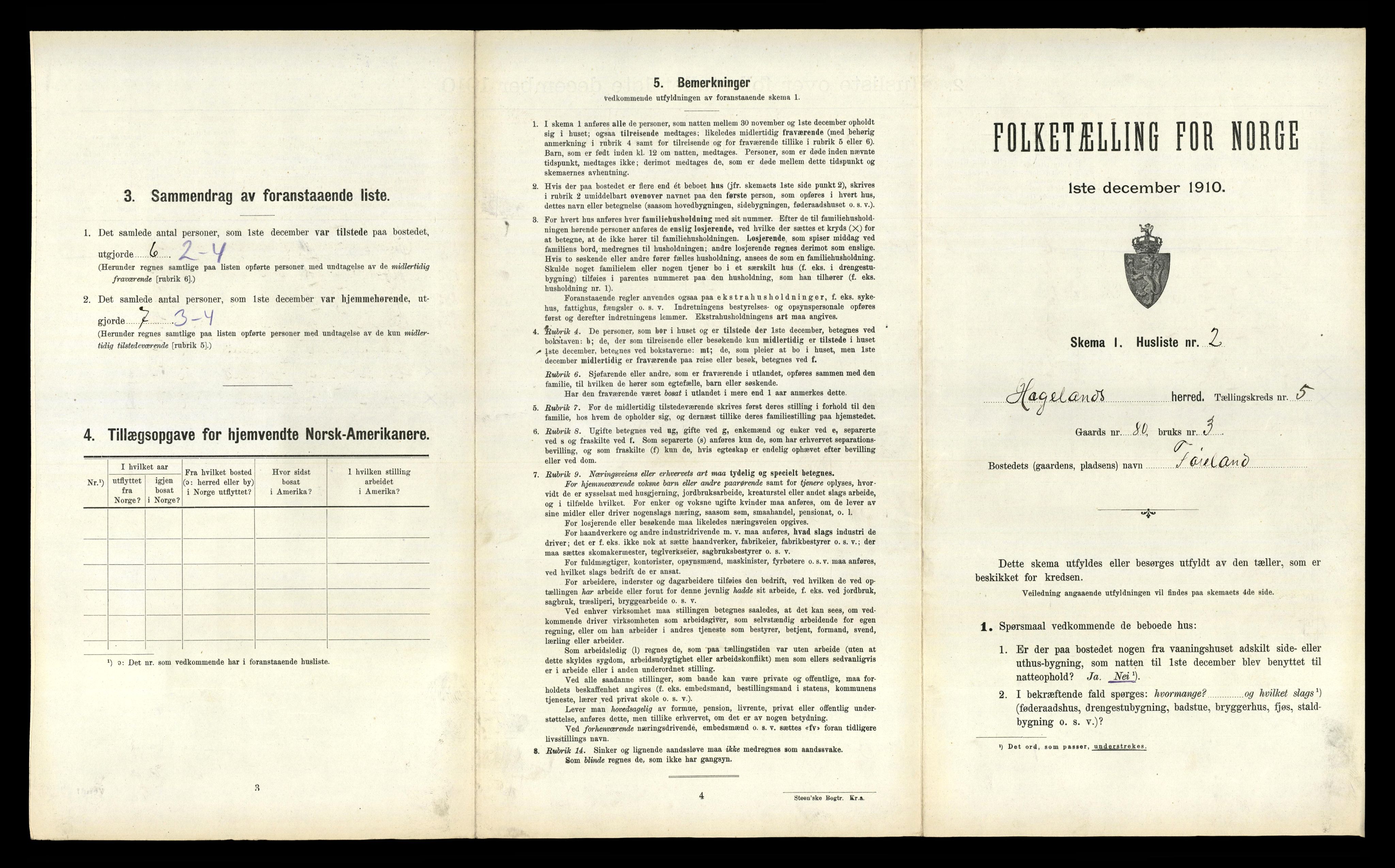 RA, 1910 census for Hægeland, 1910, p. 276