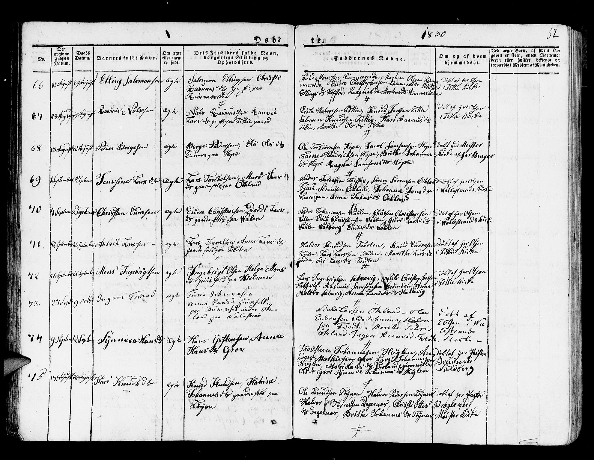 Stord sokneprestembete, AV/SAB-A-78201/H/Haa: Parish register (official) no. A 6, 1826-1840, p. 52