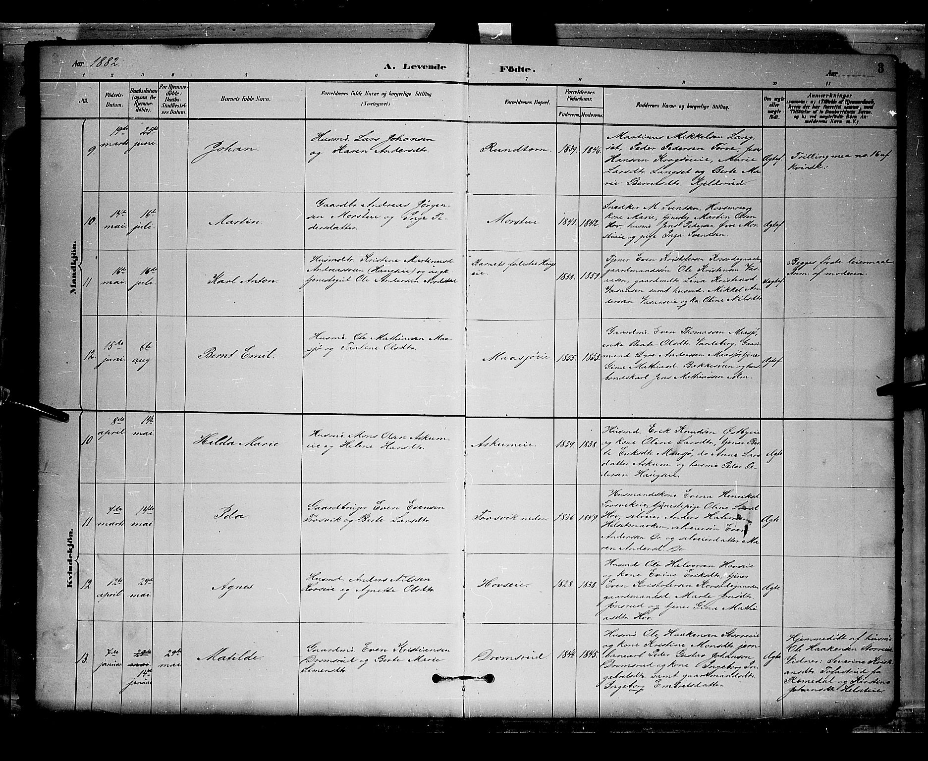 Stange prestekontor, AV/SAH-PREST-002/L/L0008: Parish register (copy) no. 8, 1882-1895, p. 3