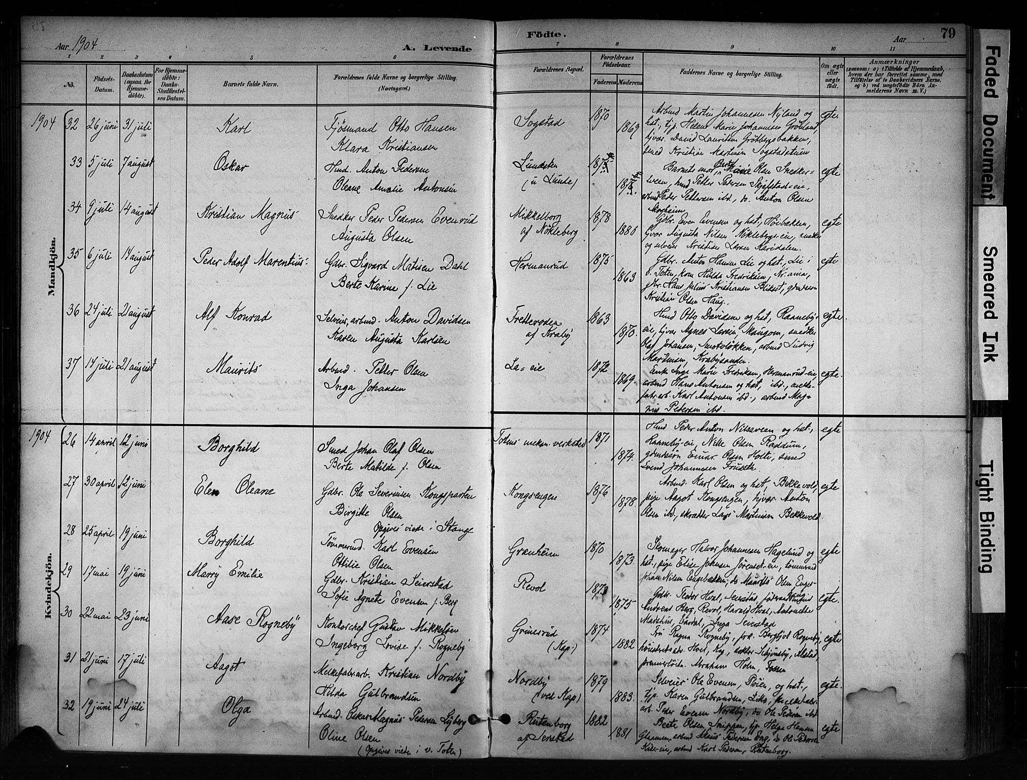 Østre Toten prestekontor, AV/SAH-PREST-104/H/Ha/Haa/L0008: Parish register (official) no. 8, 1897-1909, p. 79