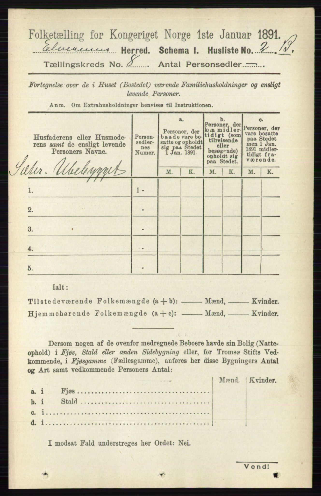 RA, 1891 census for 0427 Elverum, 1891, p. 6917