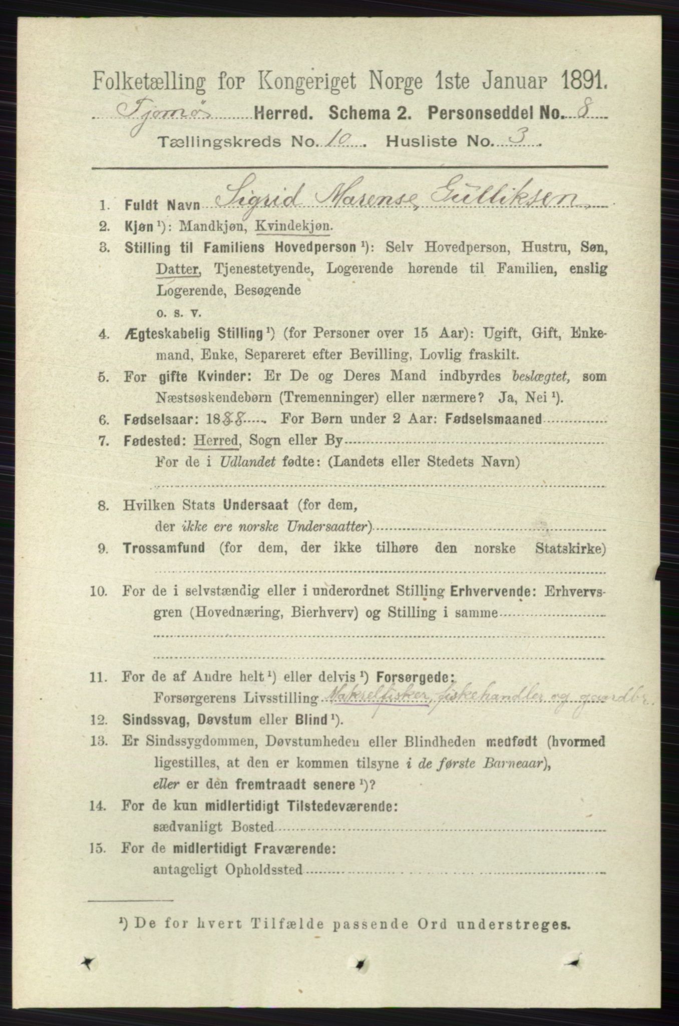 RA, 1891 census for 0723 Tjøme, 1891, p. 3732