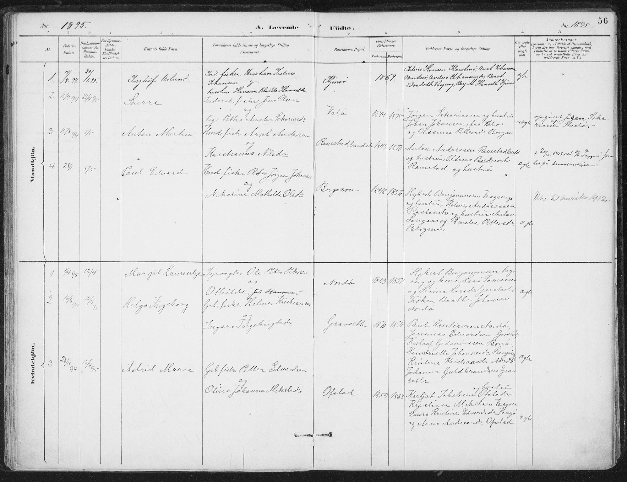 Ministerialprotokoller, klokkerbøker og fødselsregistre - Nord-Trøndelag, SAT/A-1458/786/L0687: Parish register (official) no. 786A03, 1888-1898, p. 56