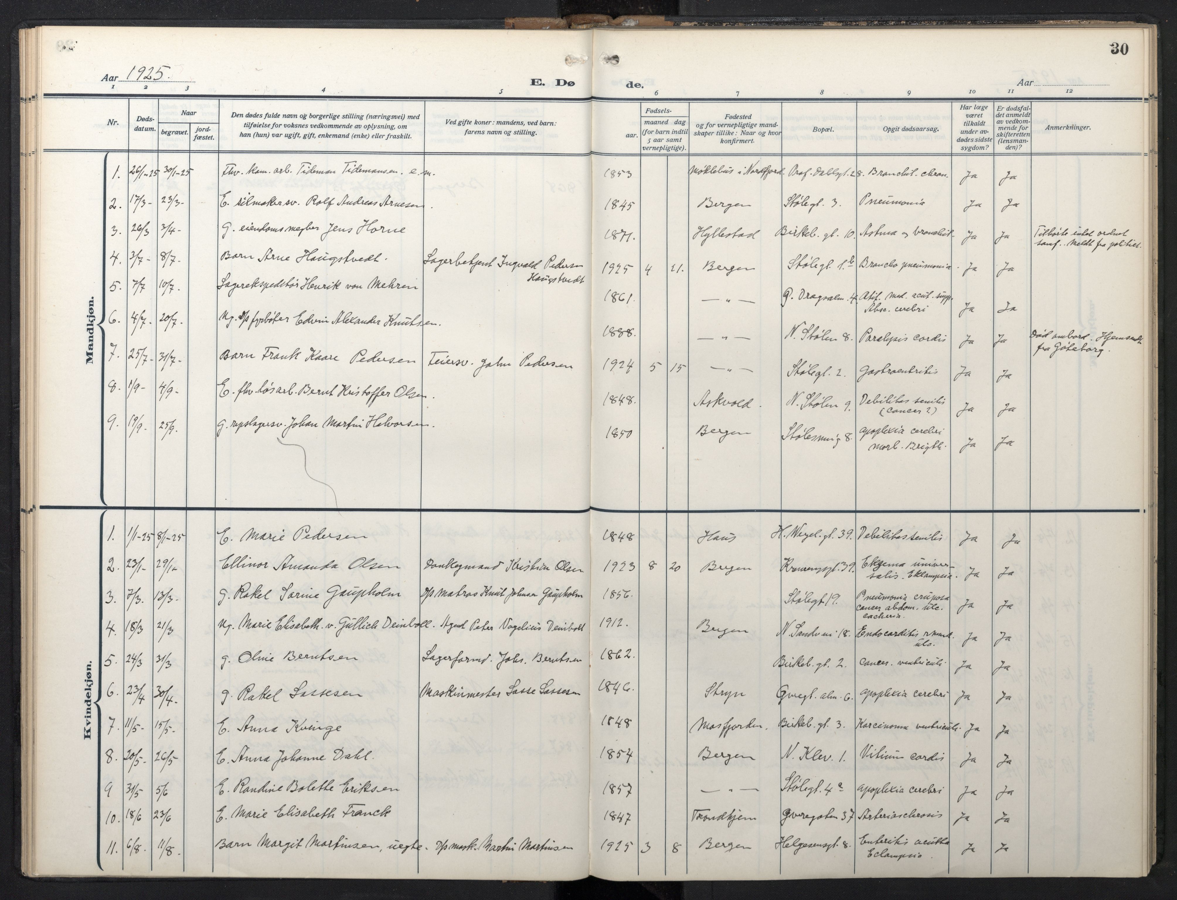 Mariakirken Sokneprestembete, SAB/A-76901/H/Hab/L0013: Parish register (copy) no. A 13, 1914-1953, p. 29b-30a