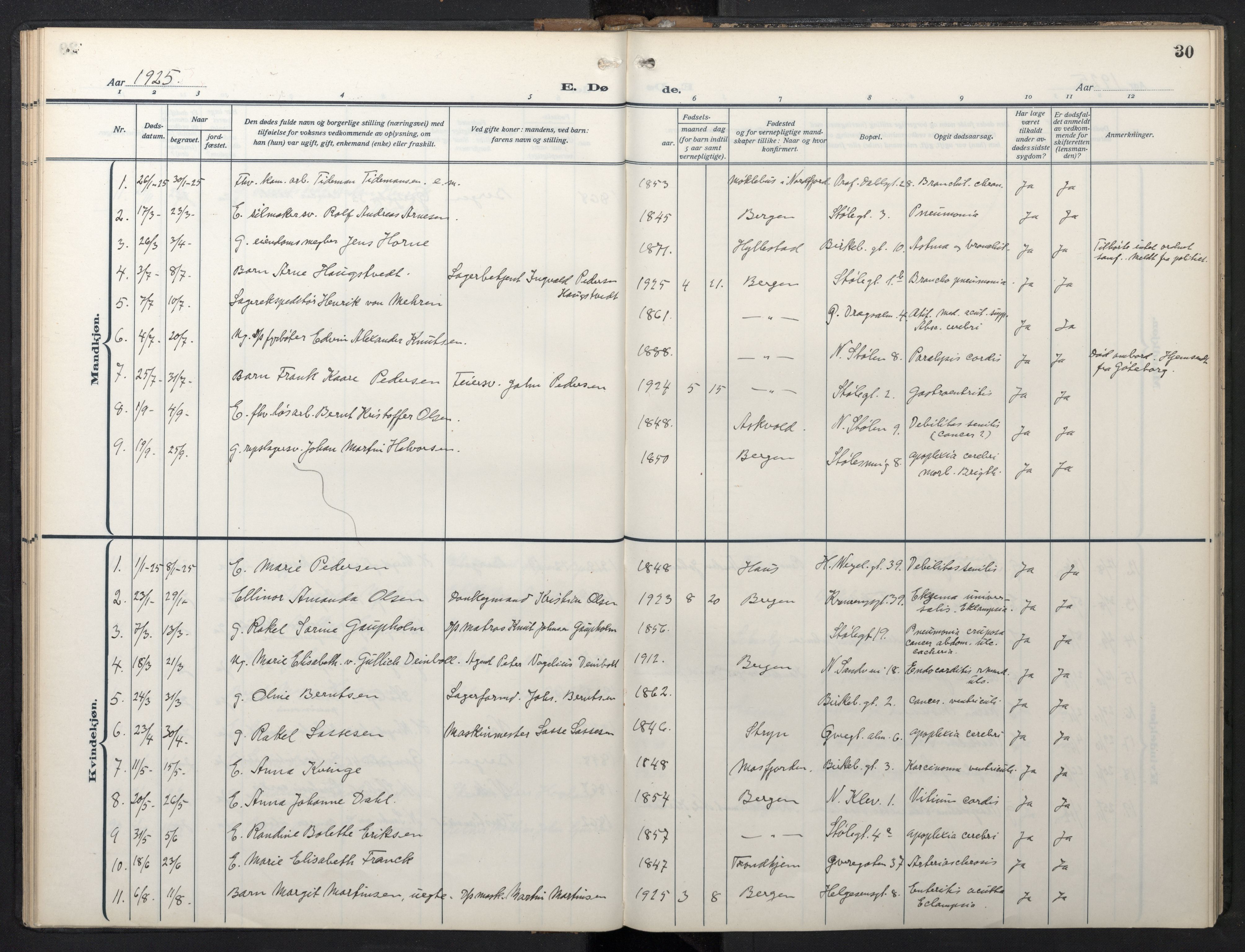Mariakirken Sokneprestembete, AV/SAB-A-76901/H/Hab/L0013: Parish register (copy) no. A 13, 1914-1953, p. 29b-30a