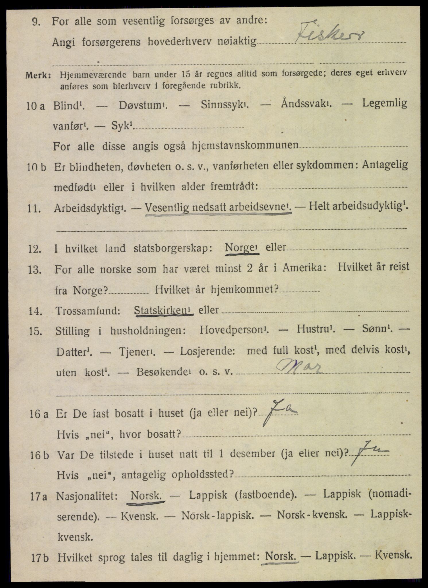 SAT, 1920 census for Vega, 1920, p. 2156