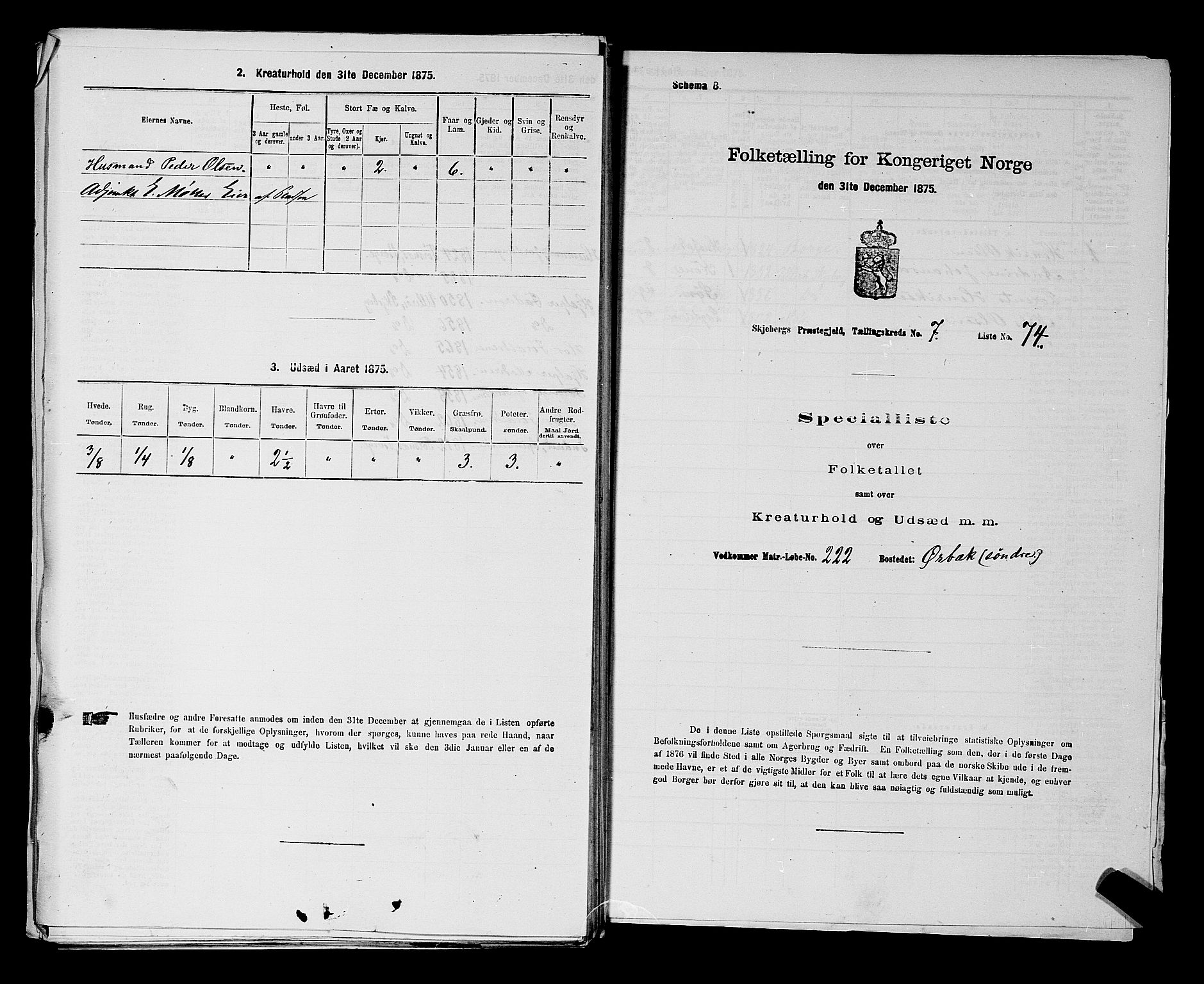 RA, 1875 census for 0115P Skjeberg, 1875, p. 1327