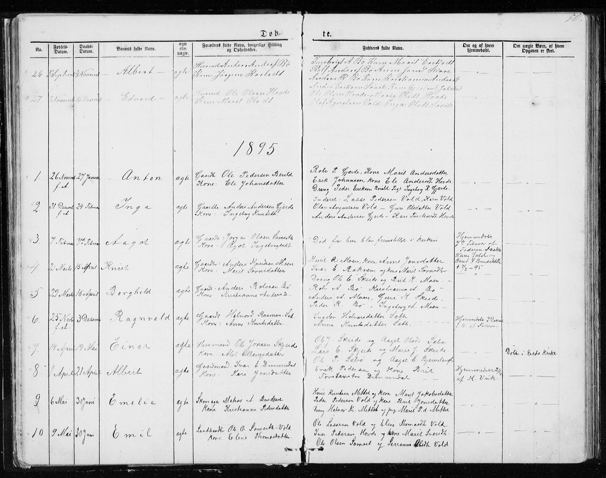 Ministerialprotokoller, klokkerbøker og fødselsregistre - Møre og Romsdal, SAT/A-1454/543/L0564: Parish register (copy) no. 543C02, 1867-1915, p. 50