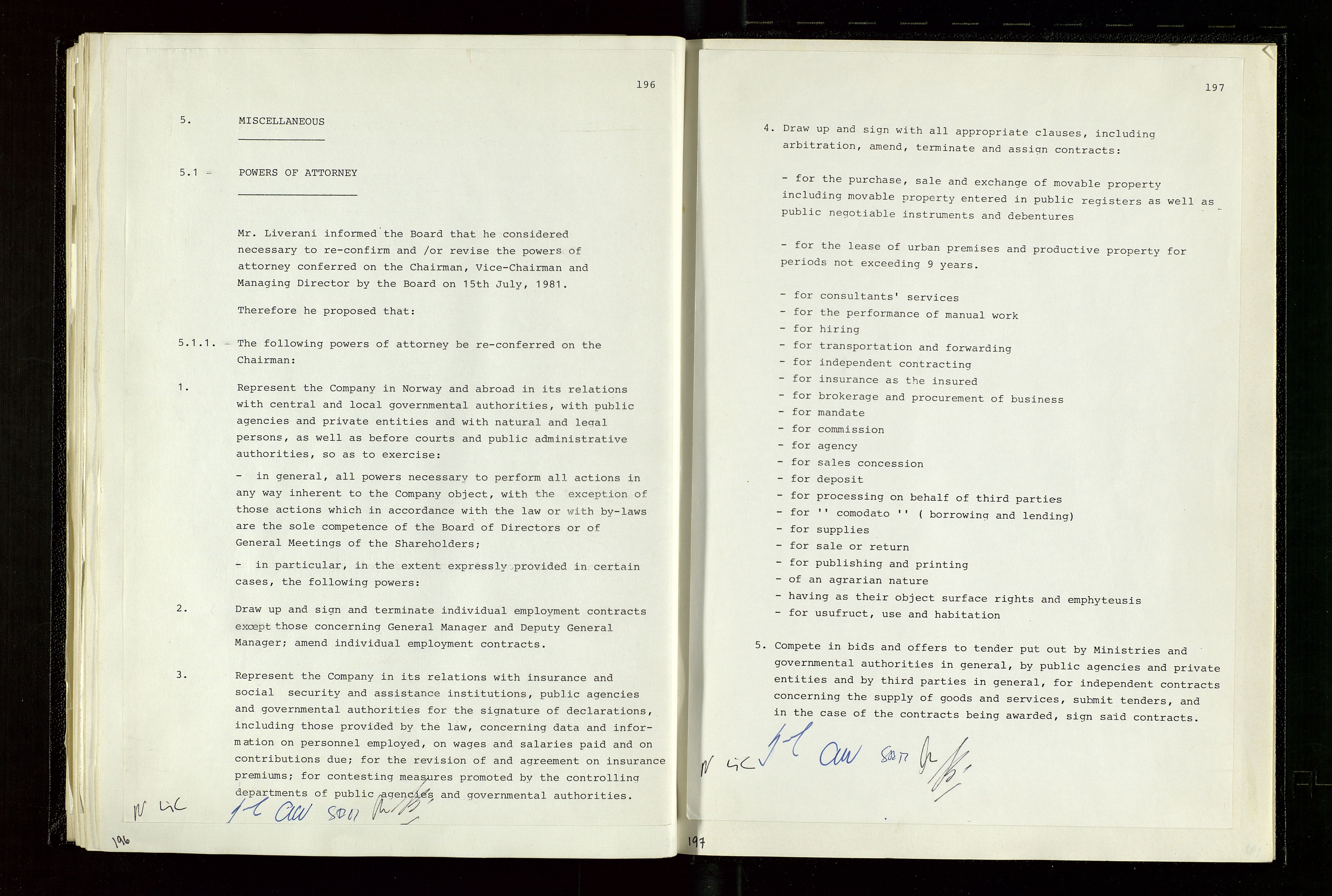 Pa 1583 - Norsk Agip AS, AV/SAST-A-102138/A/Aa/L0003: Board of Directors meeting minutes, 1979-1983, p. 196-197