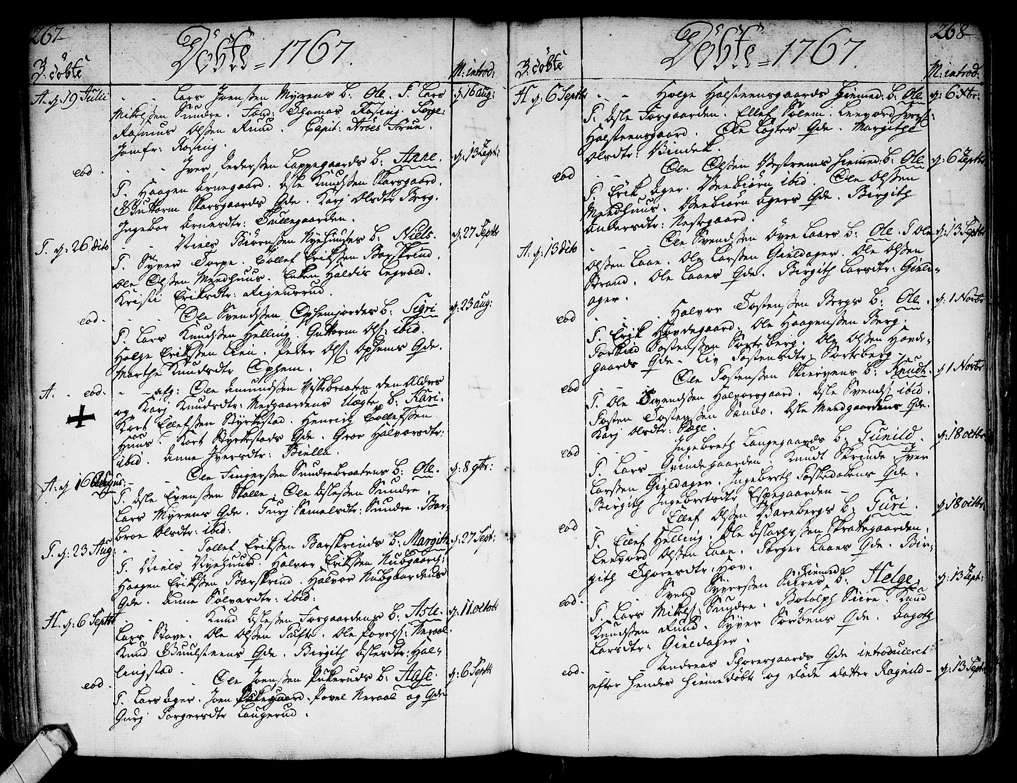 Ål kirkebøker, AV/SAKO-A-249/F/Fa/L0001: Parish register (official) no. I 1, 1744-1769, p. 267-268