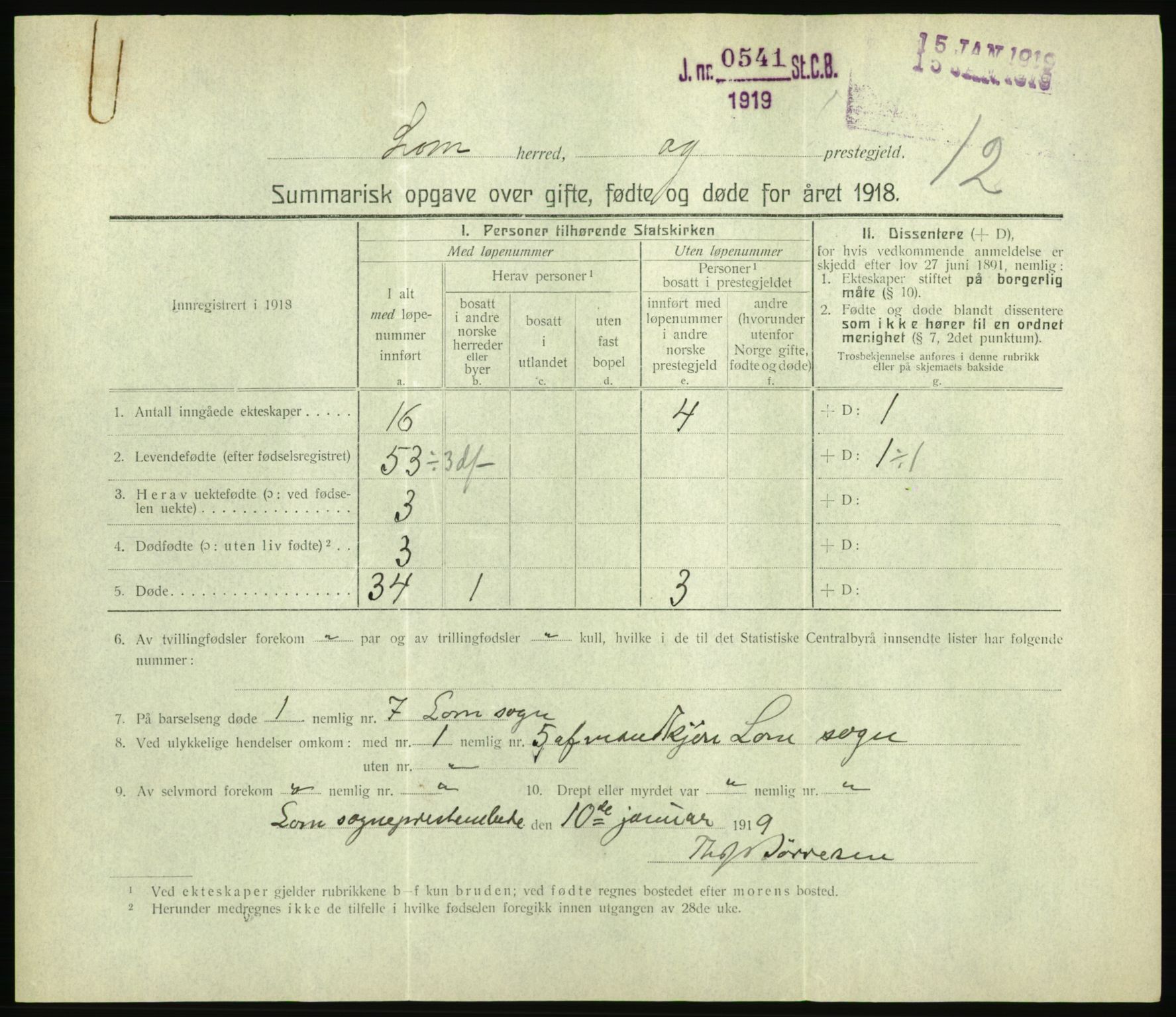 Statistisk sentralbyrå, Sosiodemografiske emner, Befolkning, RA/S-2228/D/Df/Dfb/Dfbh/L0059: Summariske oppgaver over gifte, fødte og døde for hele landet., 1918, p. 315