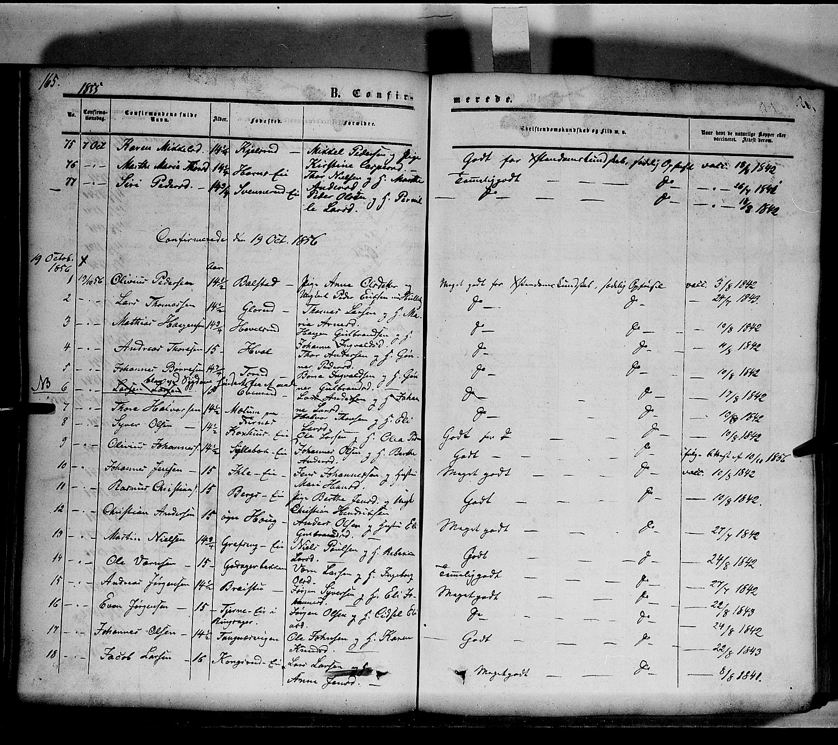 Nes prestekontor, Hedmark, AV/SAH-PREST-020/K/Ka/L0004: Parish register (official) no. 4, 1852-1886, p. 165