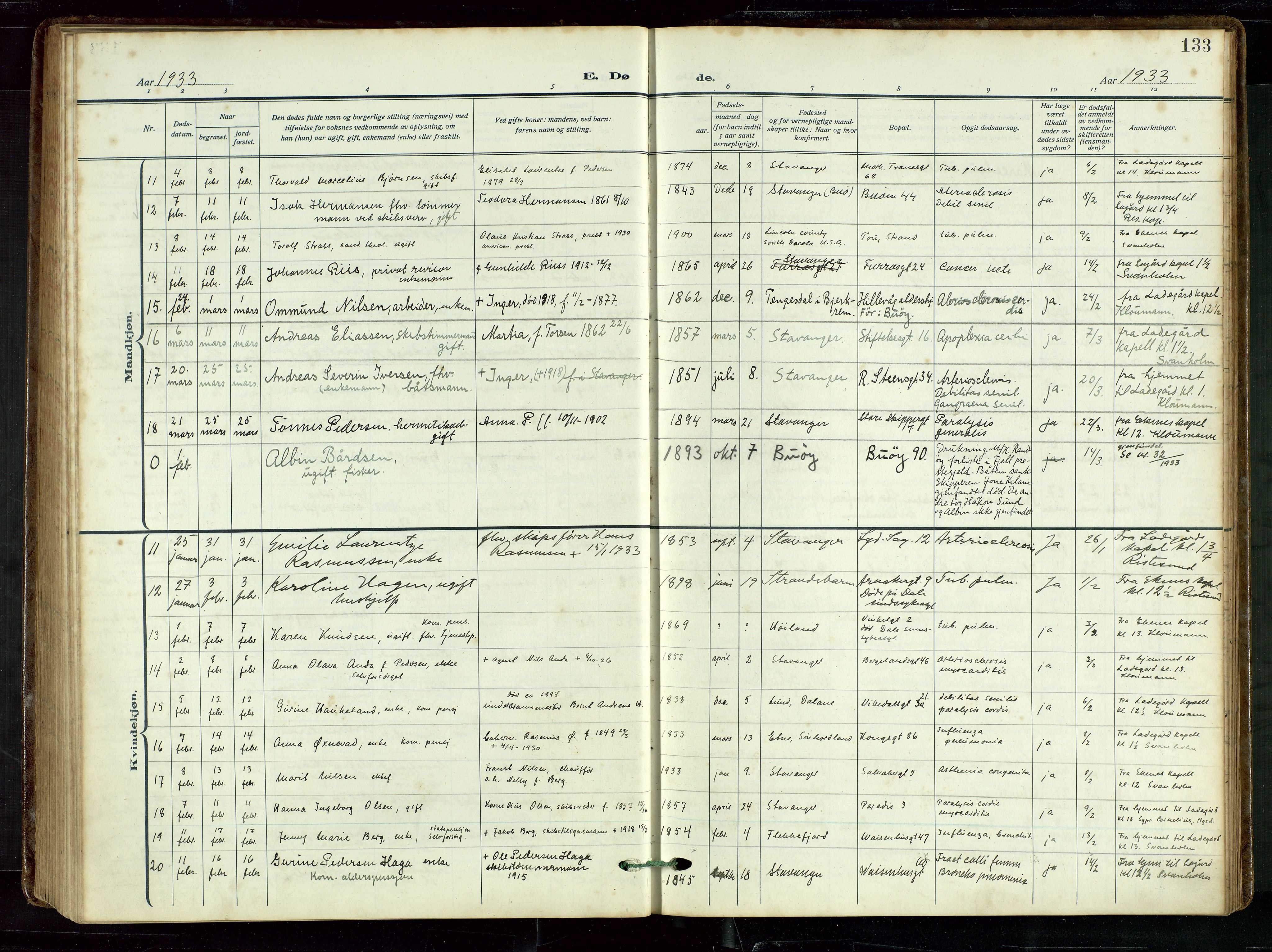 St. Petri sokneprestkontor, AV/SAST-A-101813/002/D/L0003: Parish register (official) no. A 28, 1919-1938, p. 133