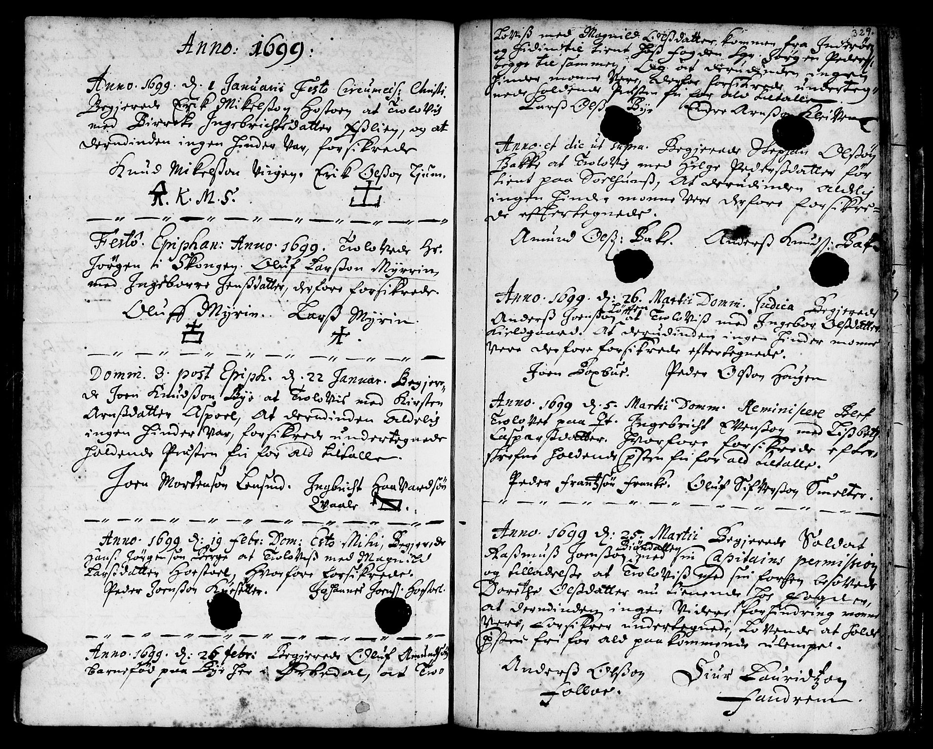Ministerialprotokoller, klokkerbøker og fødselsregistre - Sør-Trøndelag, SAT/A-1456/668/L0801: Parish register (official) no. 668A01, 1695-1716, p. 328-329