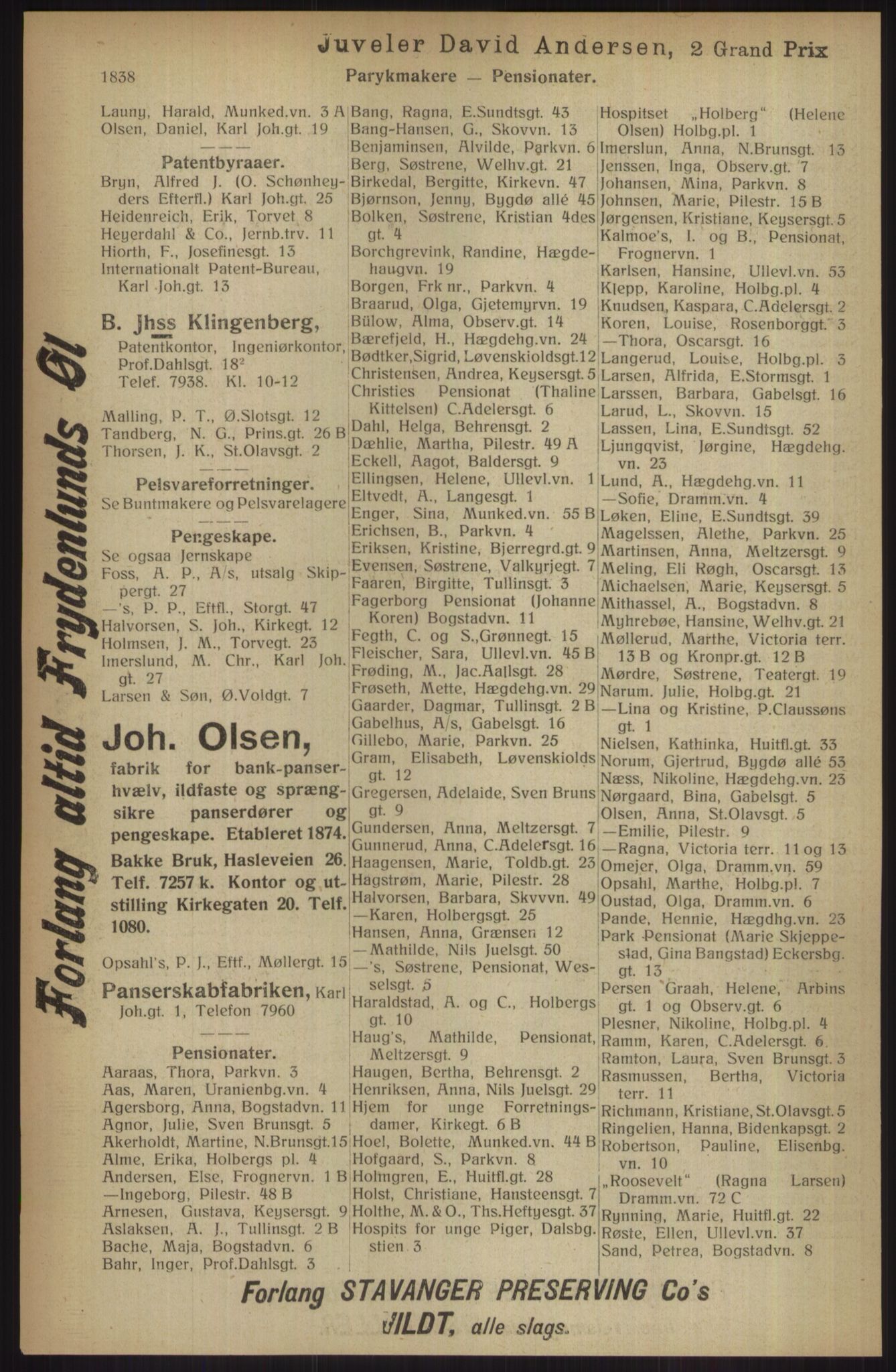 Kristiania/Oslo adressebok, PUBL/-, 1914, p. 1838