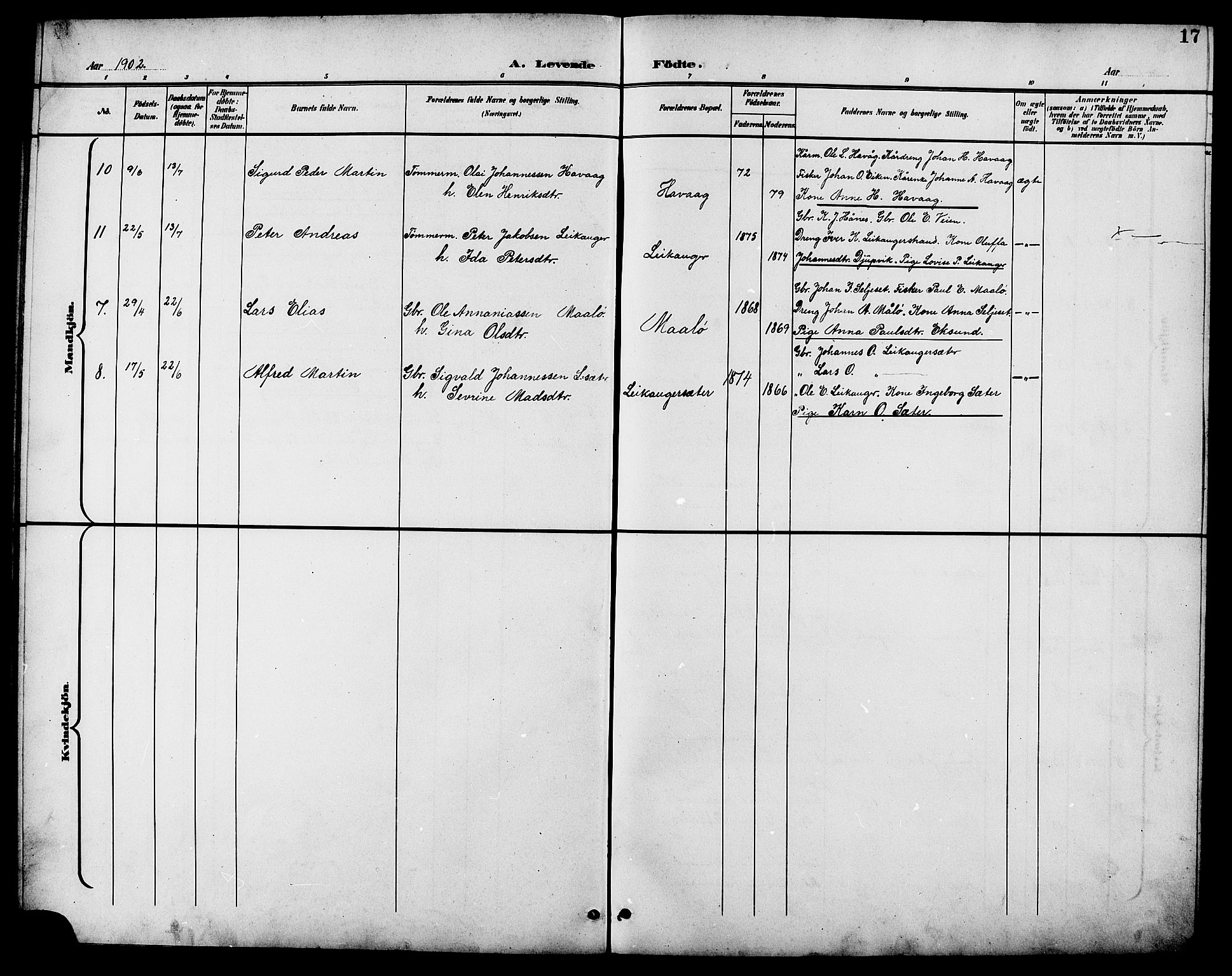 Ministerialprotokoller, klokkerbøker og fødselsregistre - Møre og Romsdal, AV/SAT-A-1454/508/L0098: Parish register (copy) no. 508C02, 1898-1916, p. 17