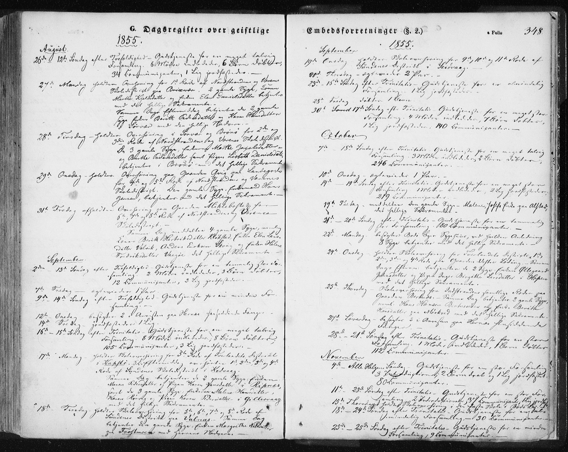 Ministerialprotokoller, klokkerbøker og fødselsregistre - Nordland, SAT/A-1459/801/L0007: Parish register (official) no. 801A07, 1845-1863, p. 348