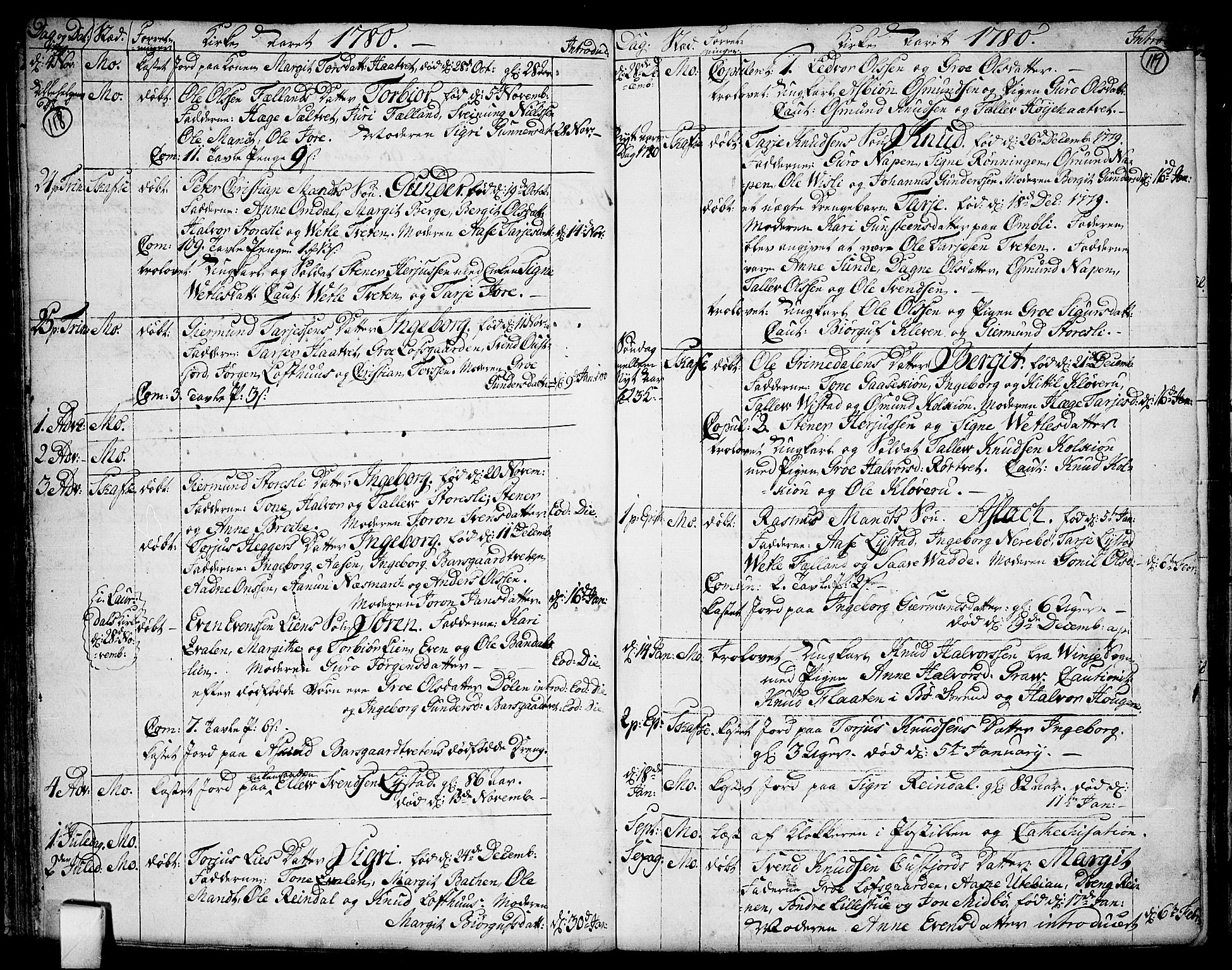 Mo kirkebøker, SAKO/A-286/F/Fa/L0002: Parish register (official) no. I 2, 1766-1799, p. 118-119