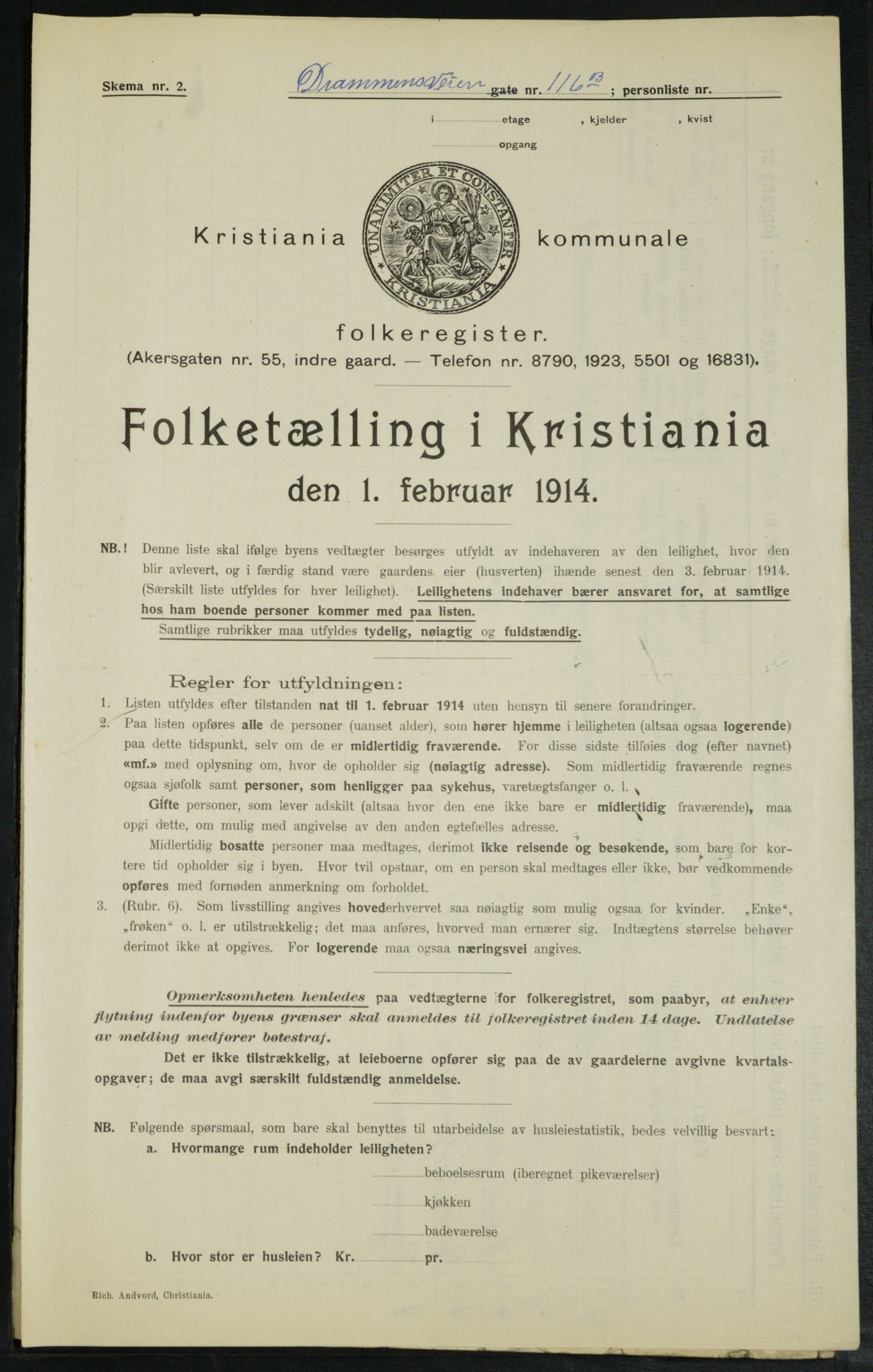 OBA, Municipal Census 1914 for Kristiania, 1914, p. 17295