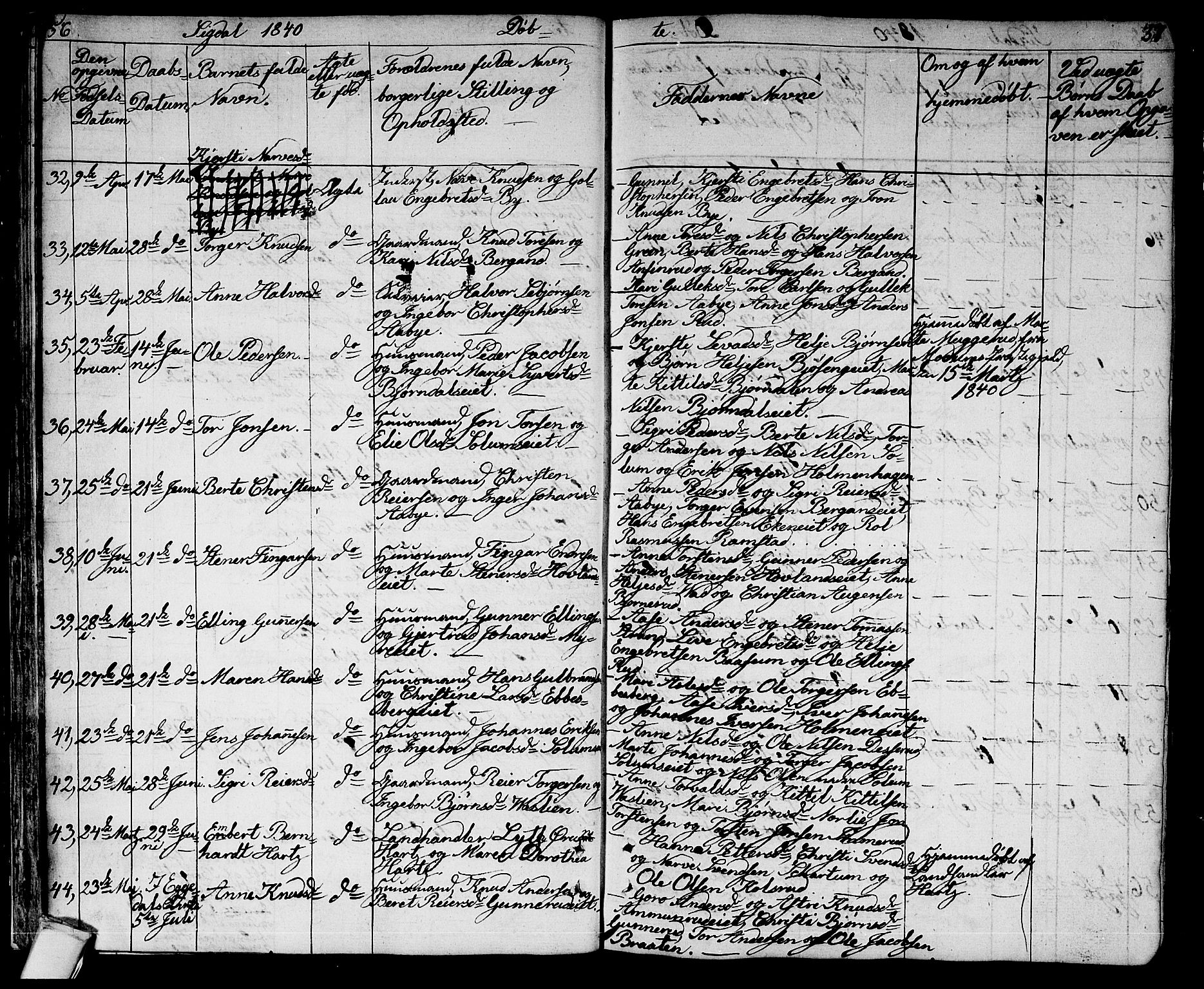 Sigdal kirkebøker, AV/SAKO-A-245/G/Ga/L0002: Parish register (copy) no. I 2, 1835-1856, p. 56-57