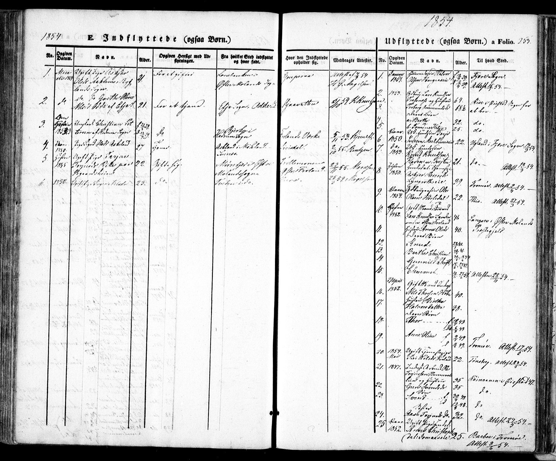 Froland sokneprestkontor, SAK/1111-0013/F/Fa/L0002: Parish register (official) no. A 2, 1845-1863, p. 253