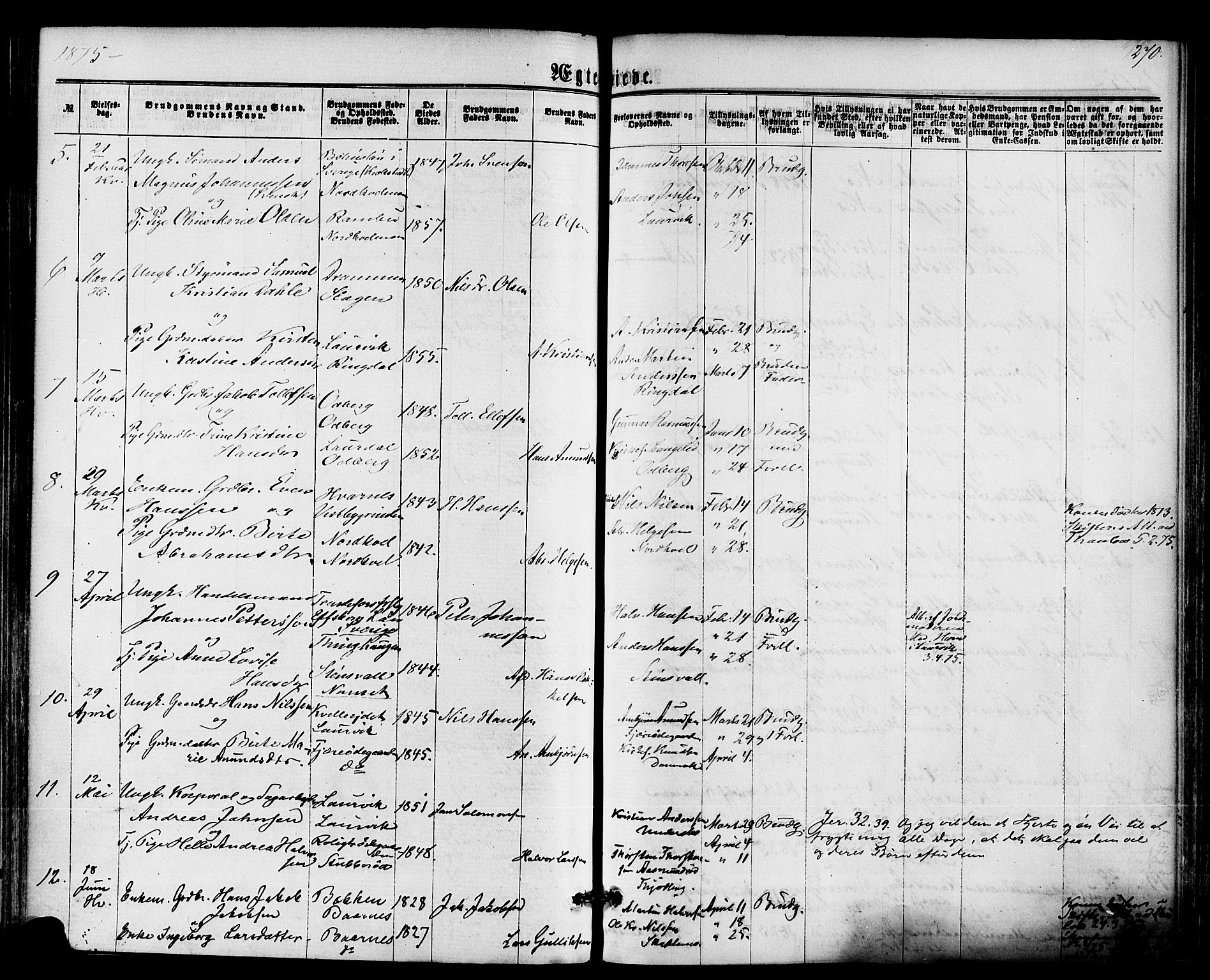 Hedrum kirkebøker, AV/SAKO-A-344/F/Fa/L0008: Parish register (official) no. I 8, 1869-1880, p. 270