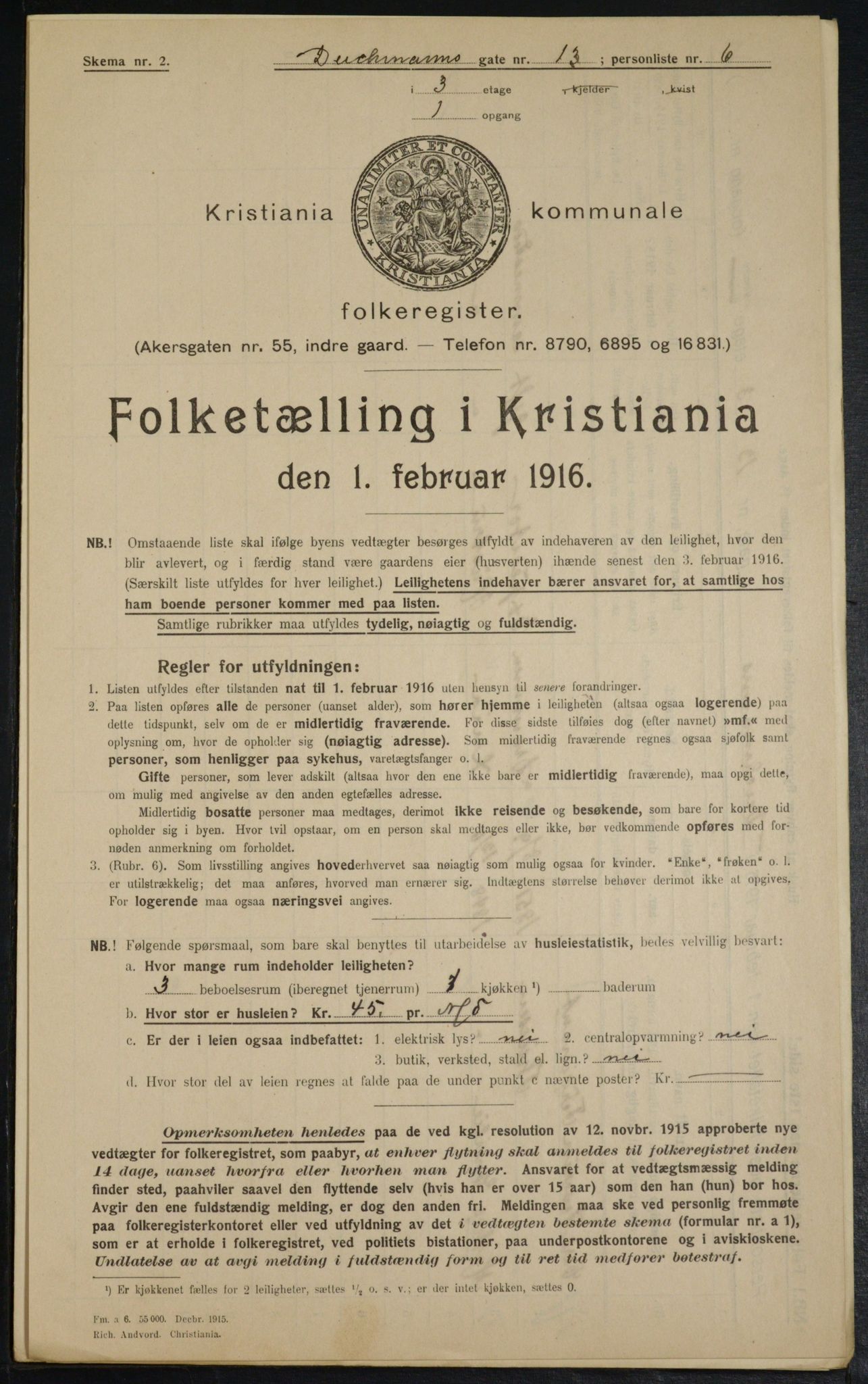 OBA, Municipal Census 1916 for Kristiania, 1916, p. 15715